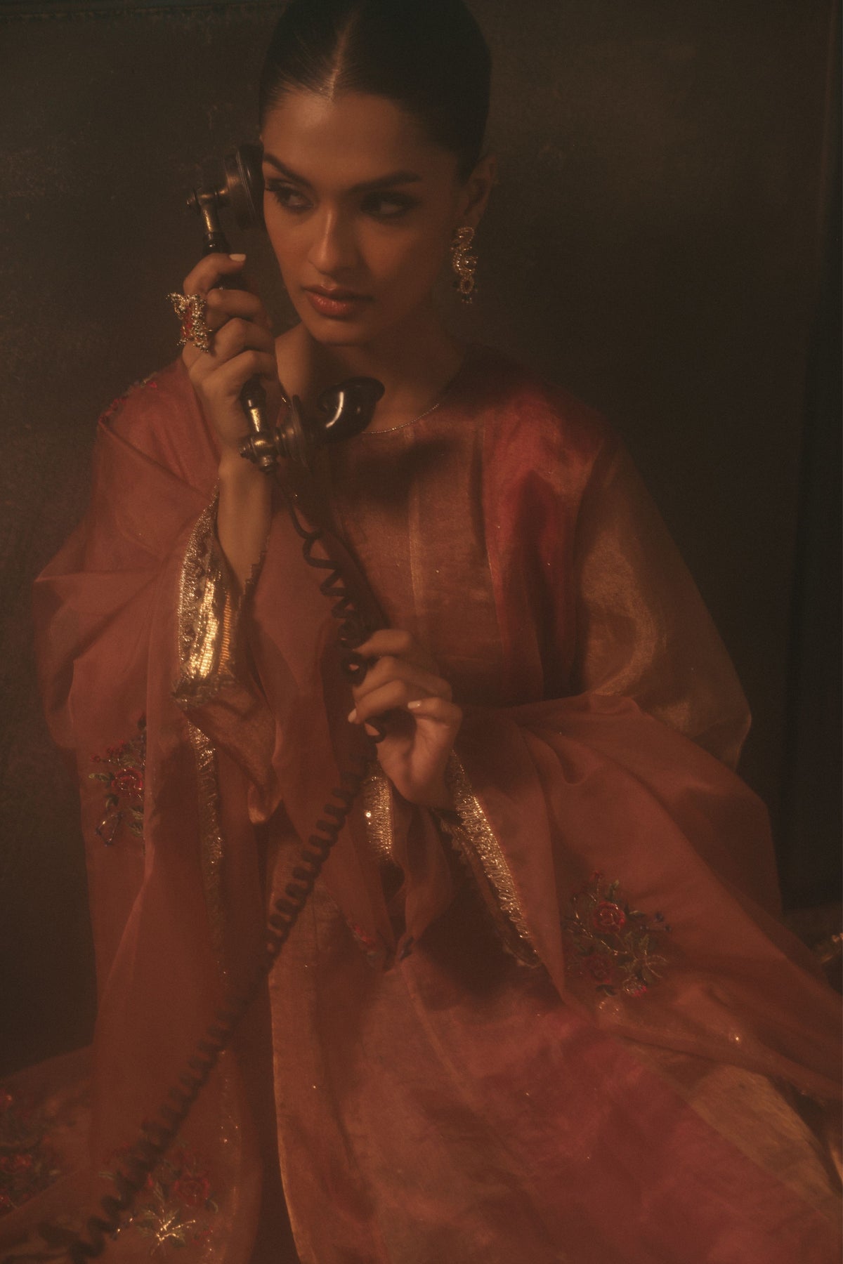 Peach Rimjhim Kurta Set
