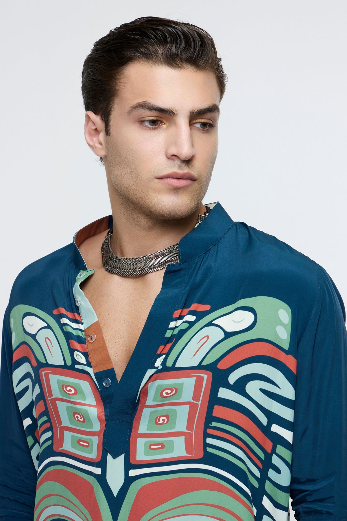 Midnight Blue Rolled Up Kurta