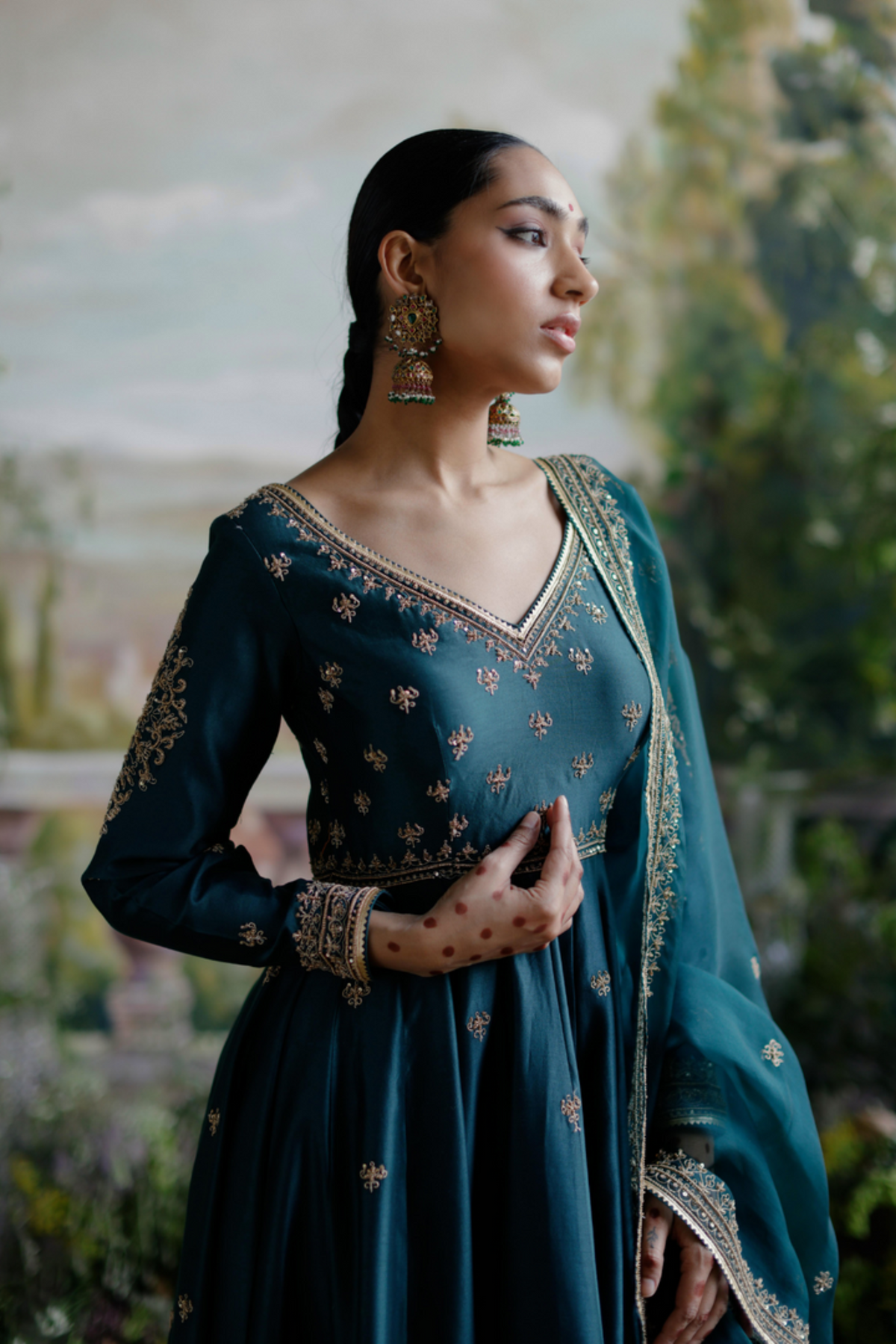 Dark Green Anarkali Set