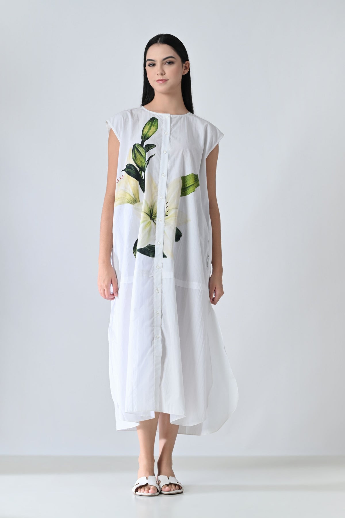 Soft Ivory Floral Printed Dress