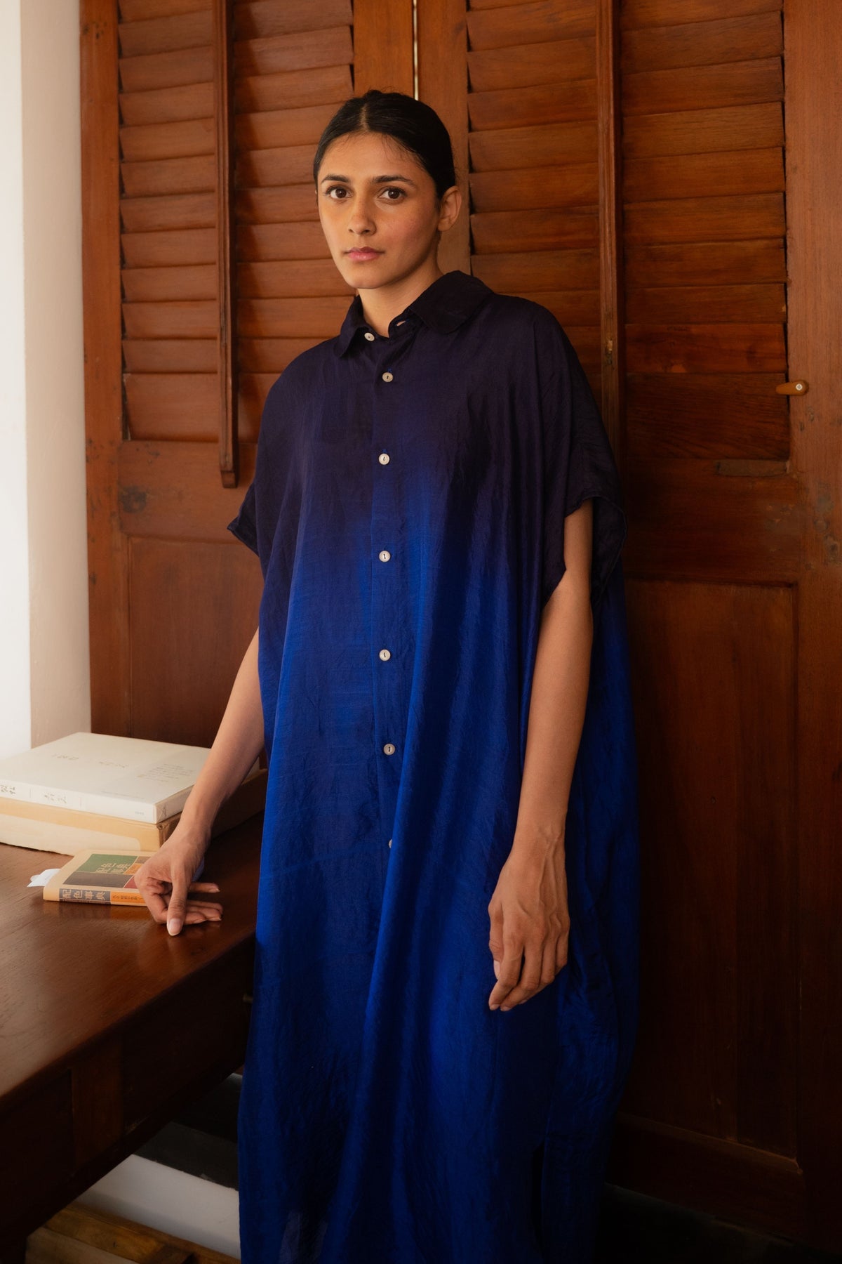 Blue Ombre Shirt Dress