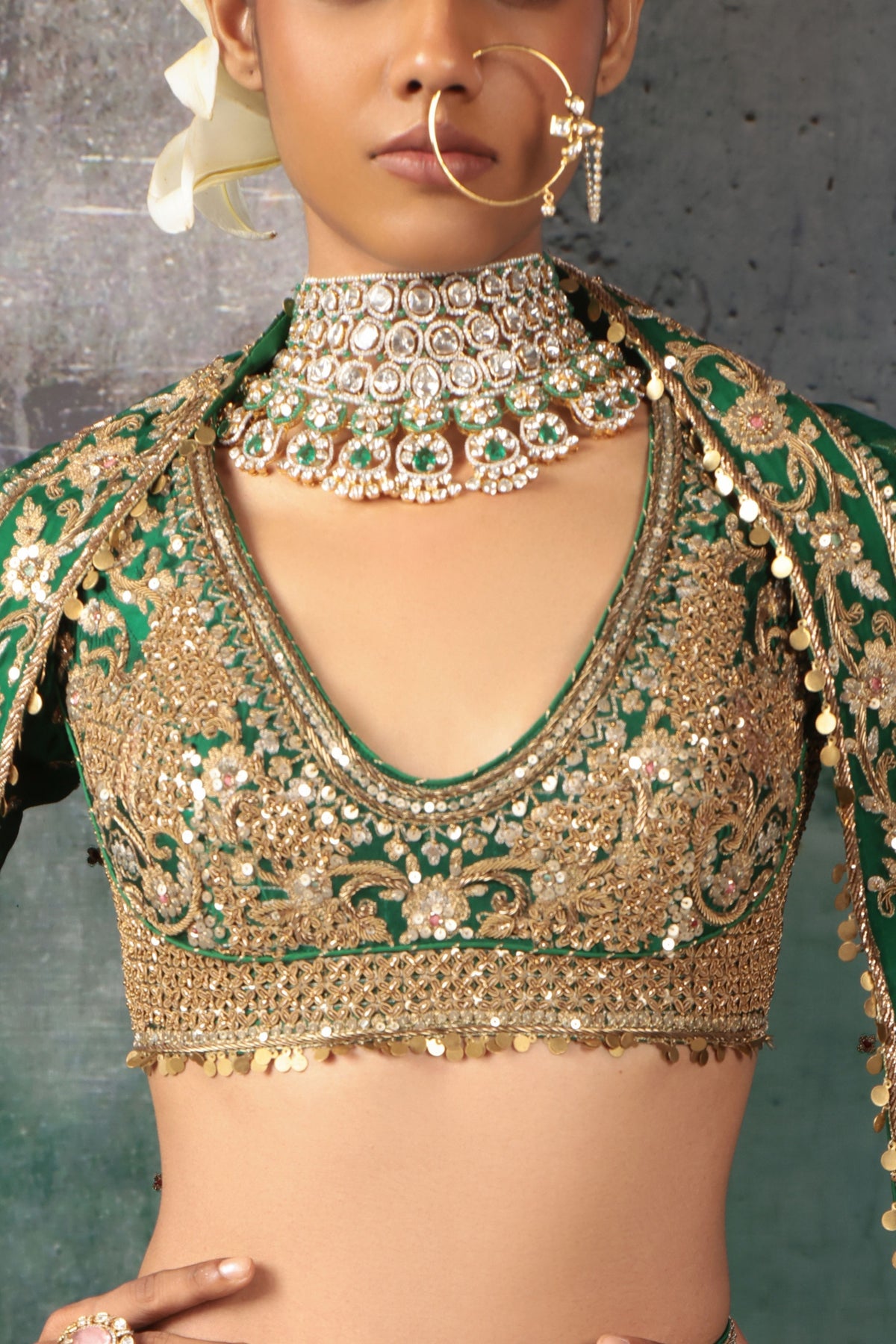 Green Zardosi Lehenga Set