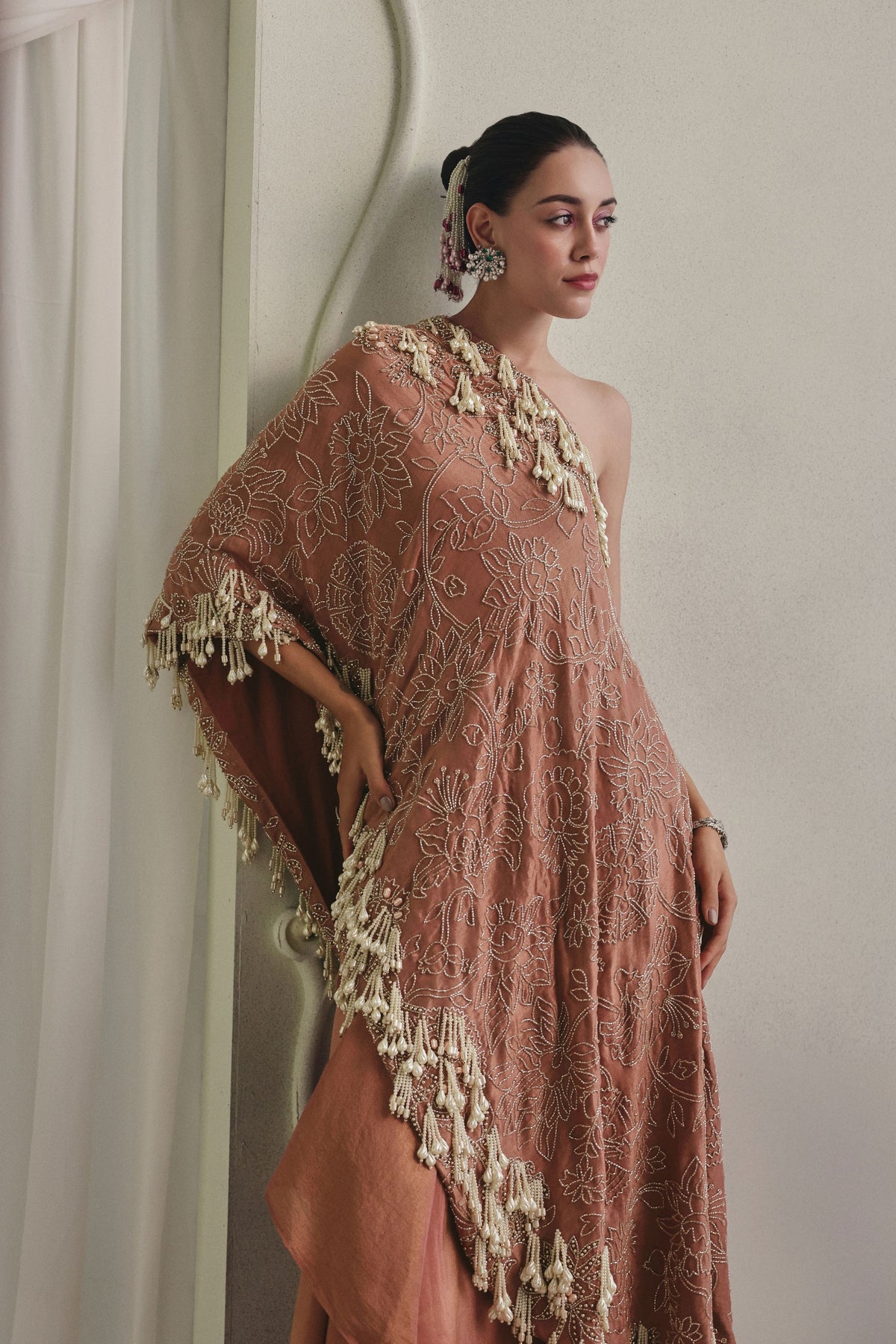 Long Top and Draped Skirt