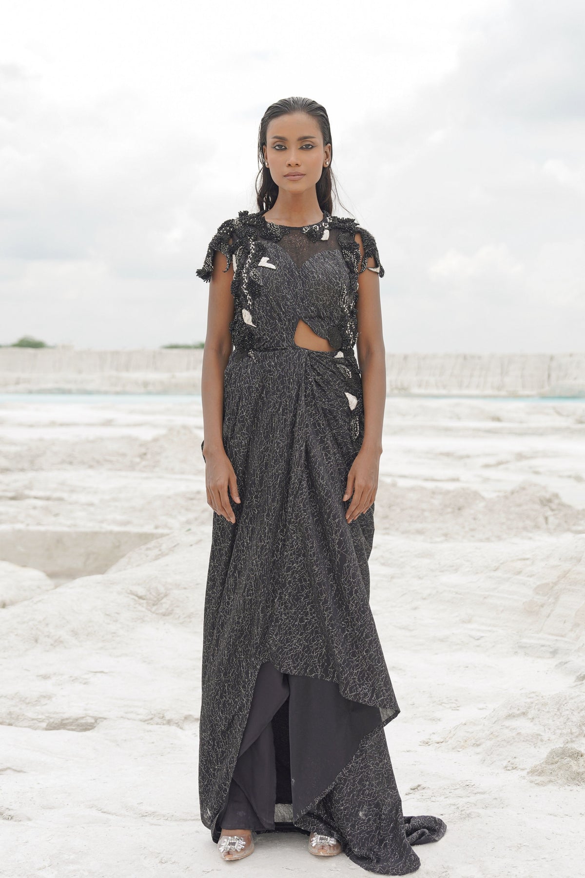 Black Ethnowave Gown