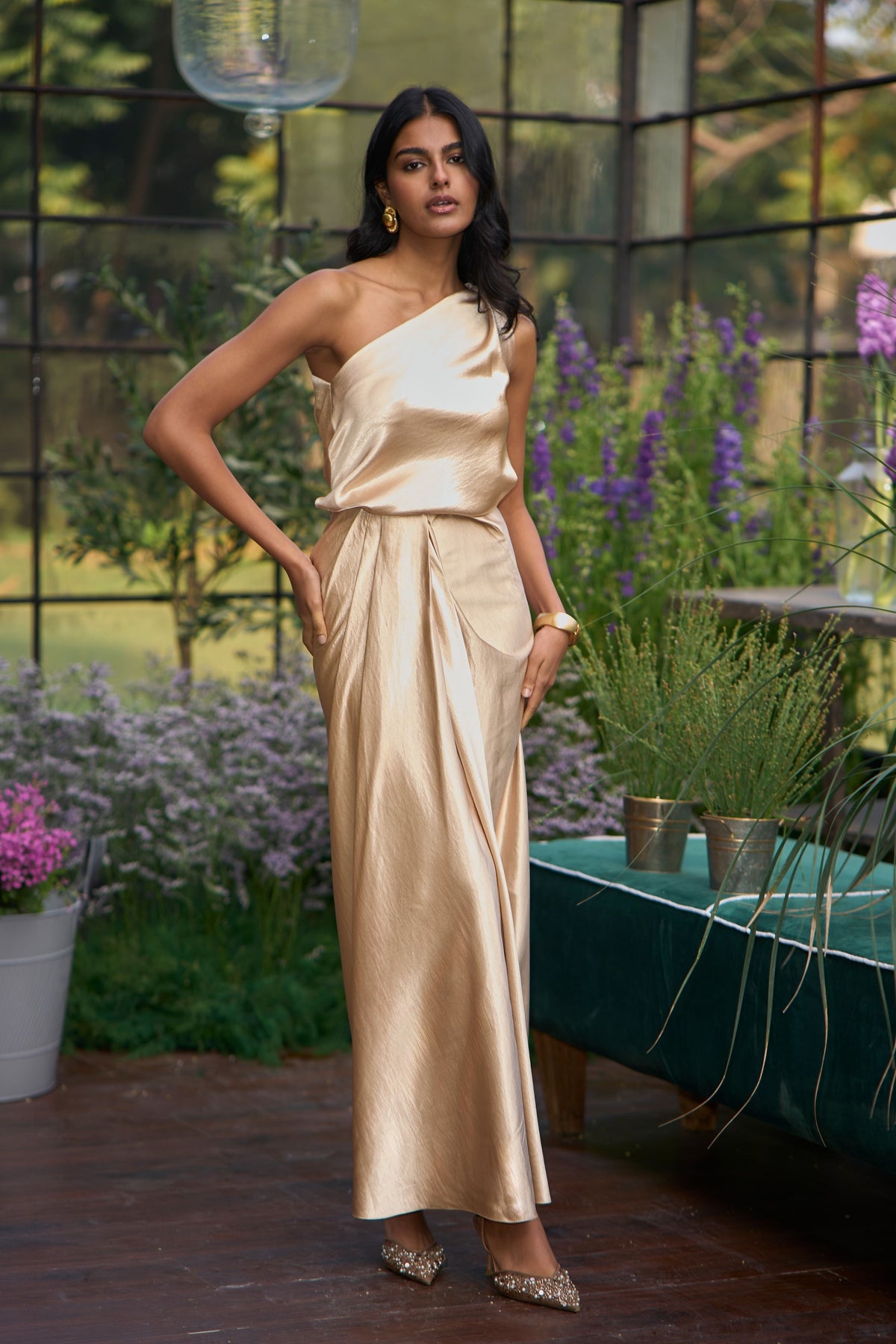 Satin Draped Skirt