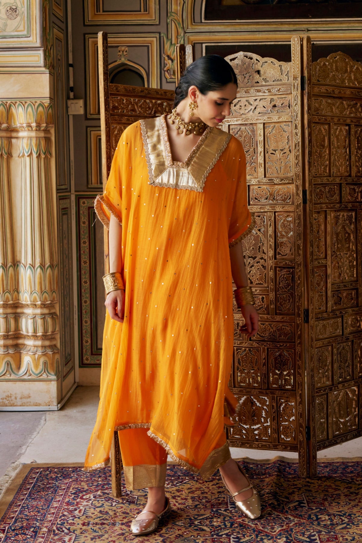 Saffron Glass Kaftan Set