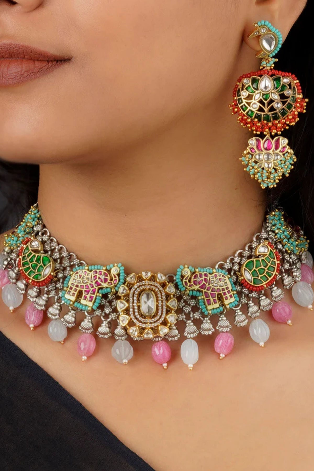 Multicolor Tribal Necklace Set