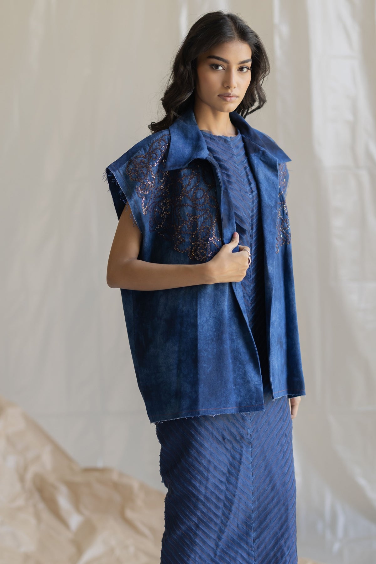 Dark Blue Fringe Dress