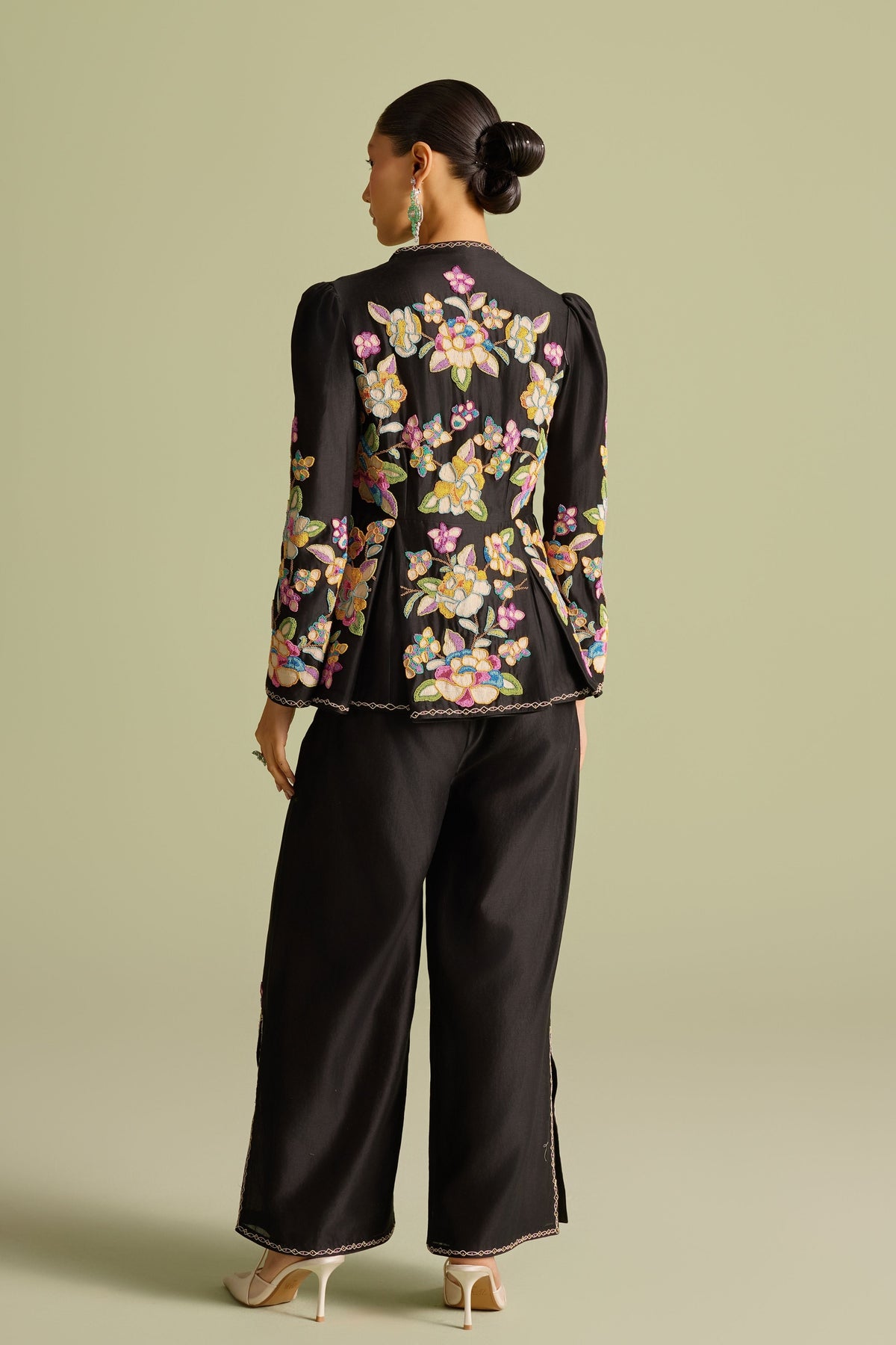 Black Cordwork Flared Pants