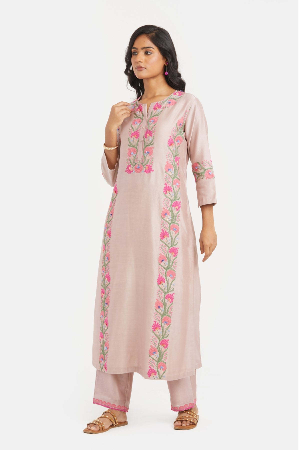 Lilac Chanderi Kurta Set