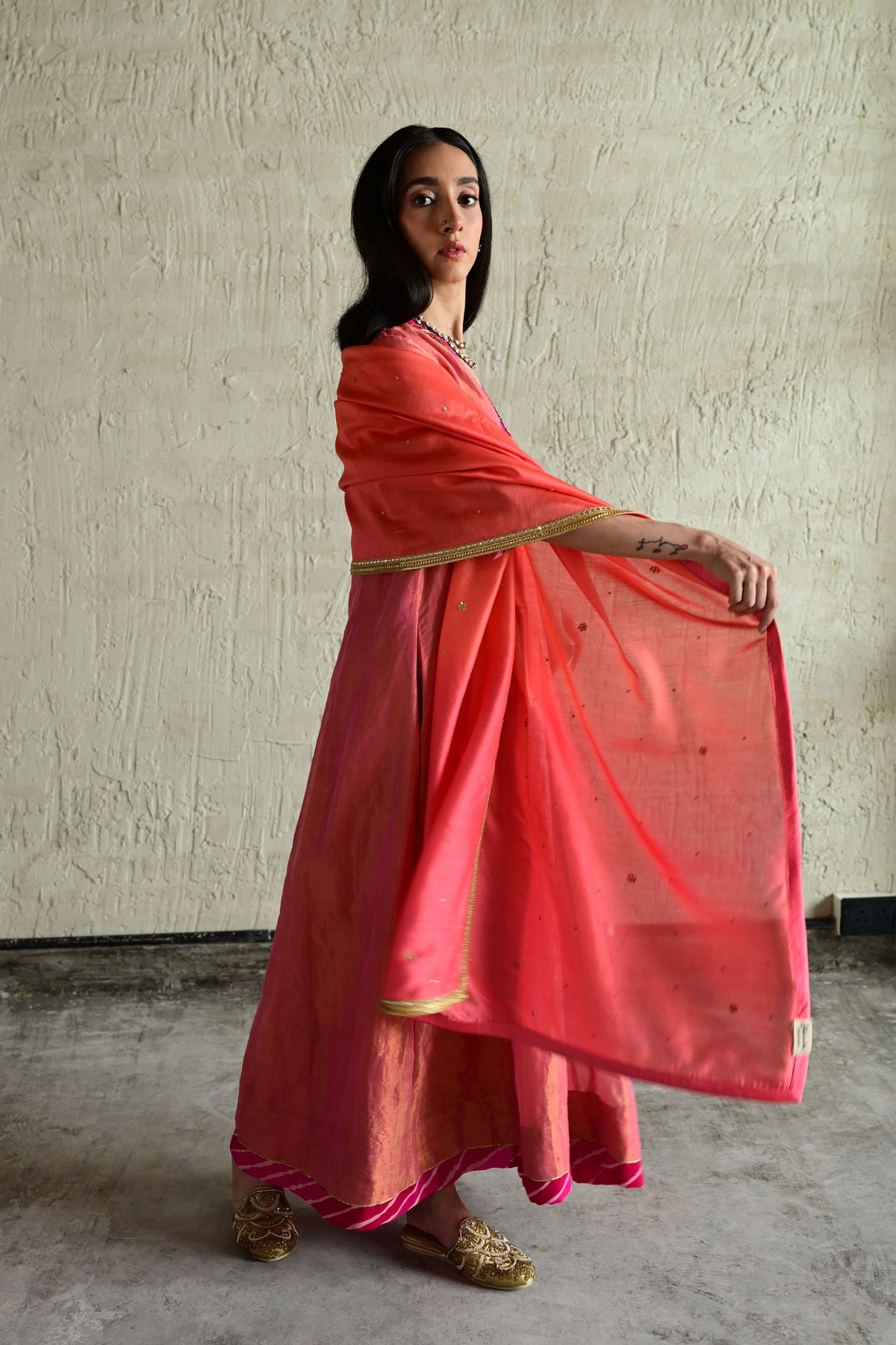 Pink Chanderi Shaded Dupatta