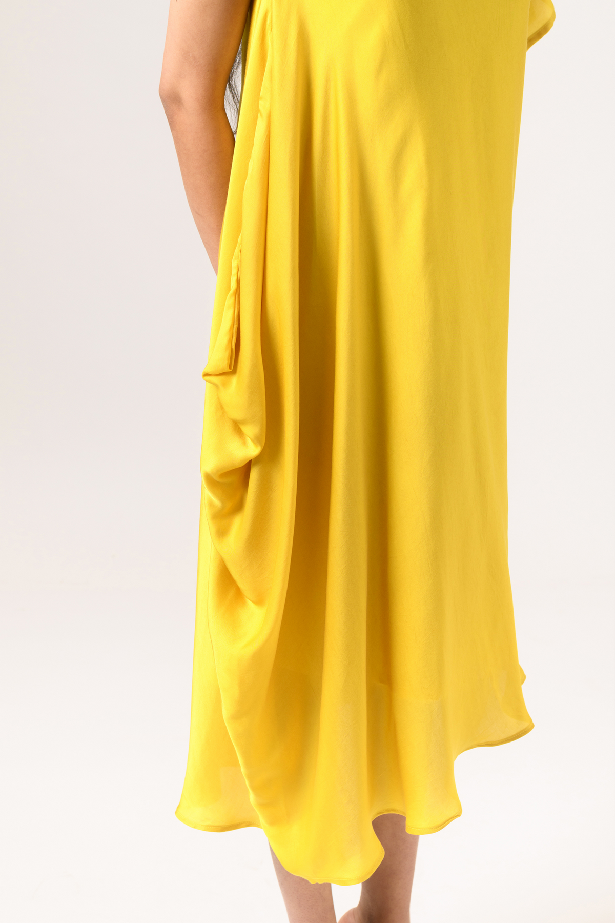 Yellow ecru cap dress