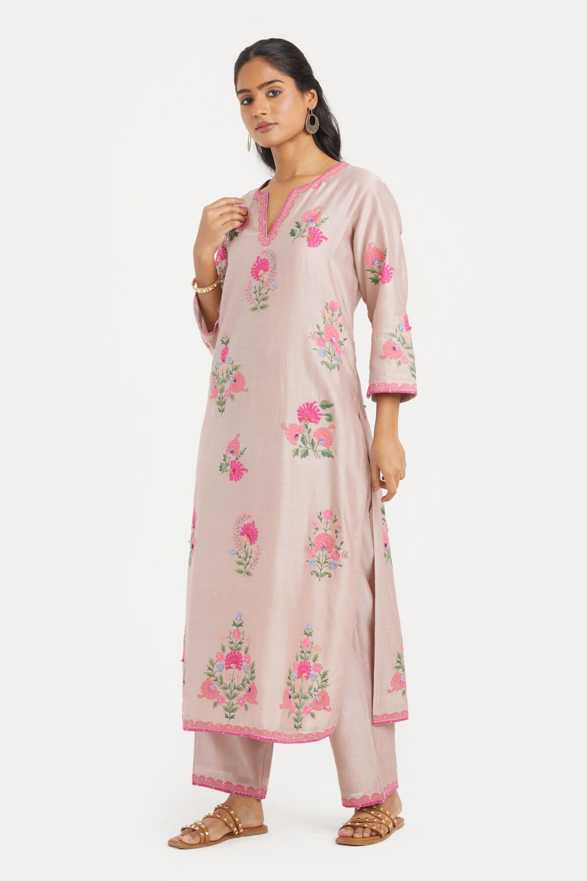 Lilac Silk Straight Kurta Set