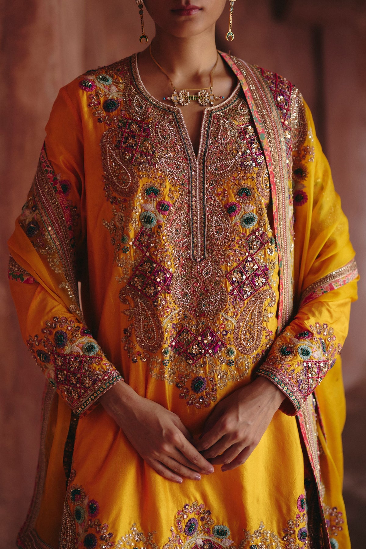 Yellow Gulrez Sharara Set