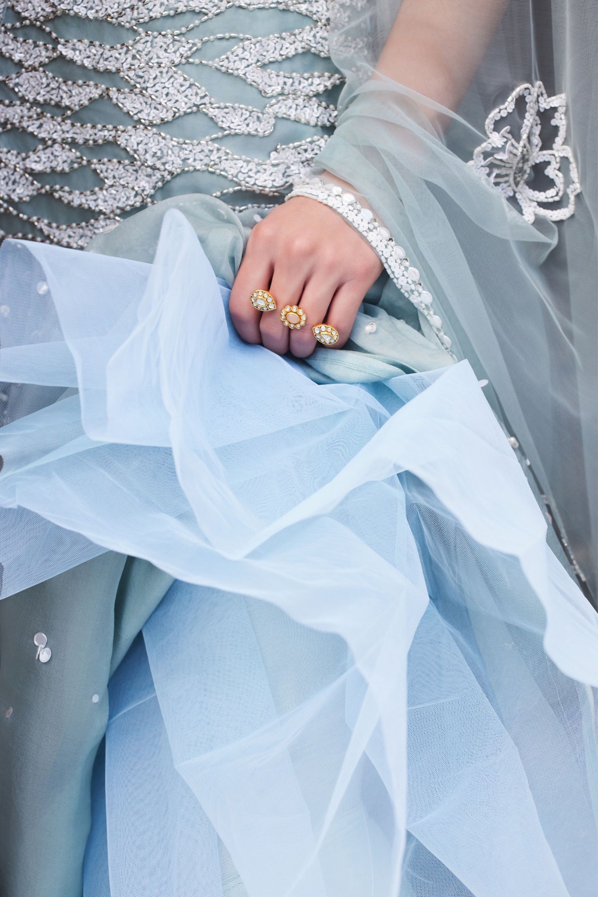 Powder Blue Organza Skirt and Bustier