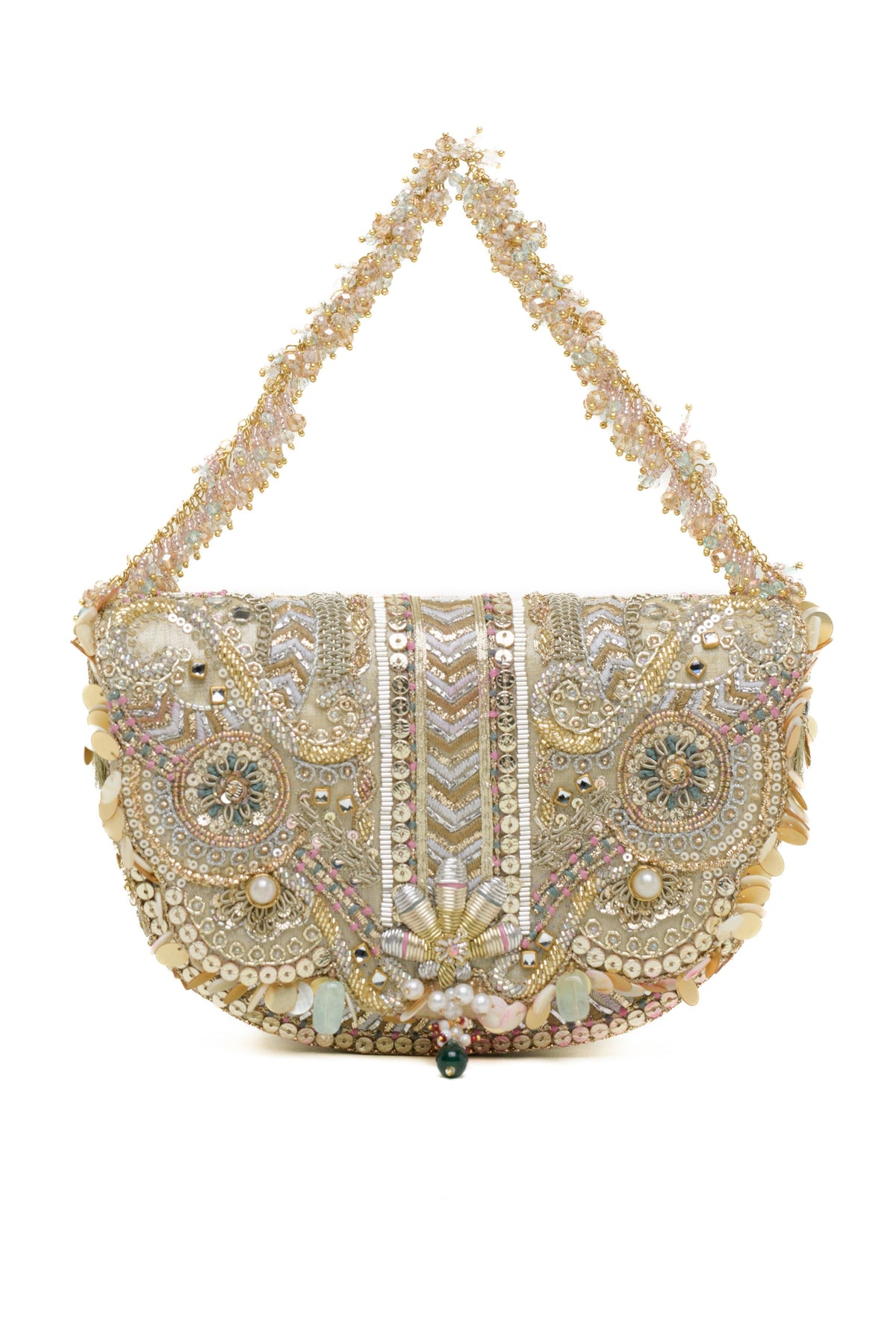 Gold Silver Rangrez Flapover Clutch