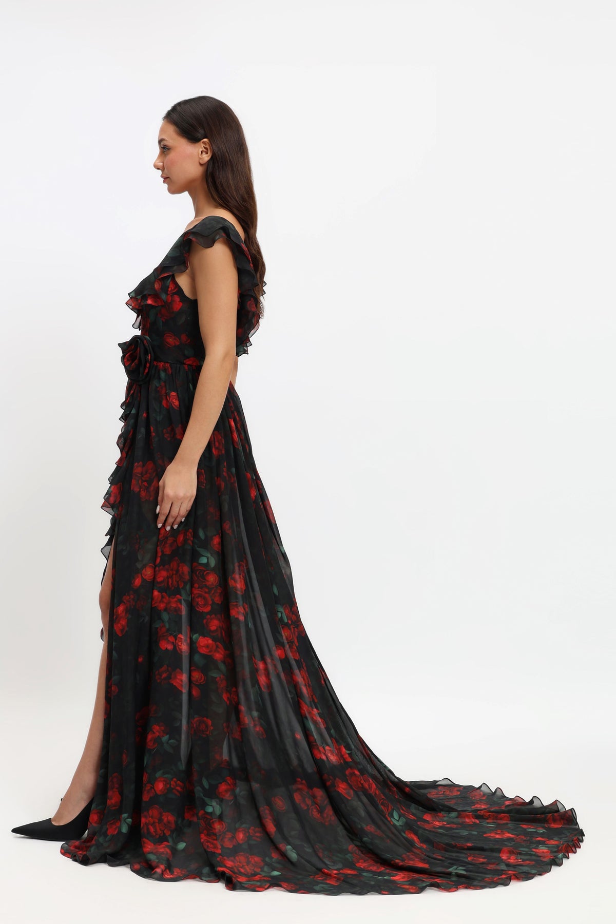 Chiffon Gown With Ruffles