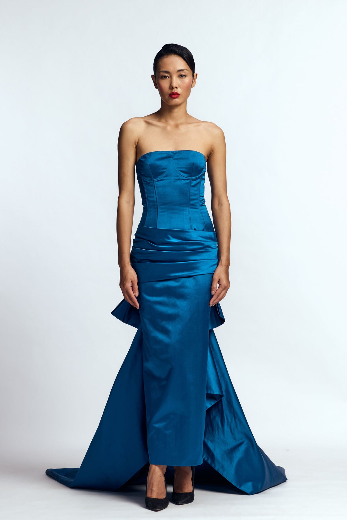Structured Draped Column Gown