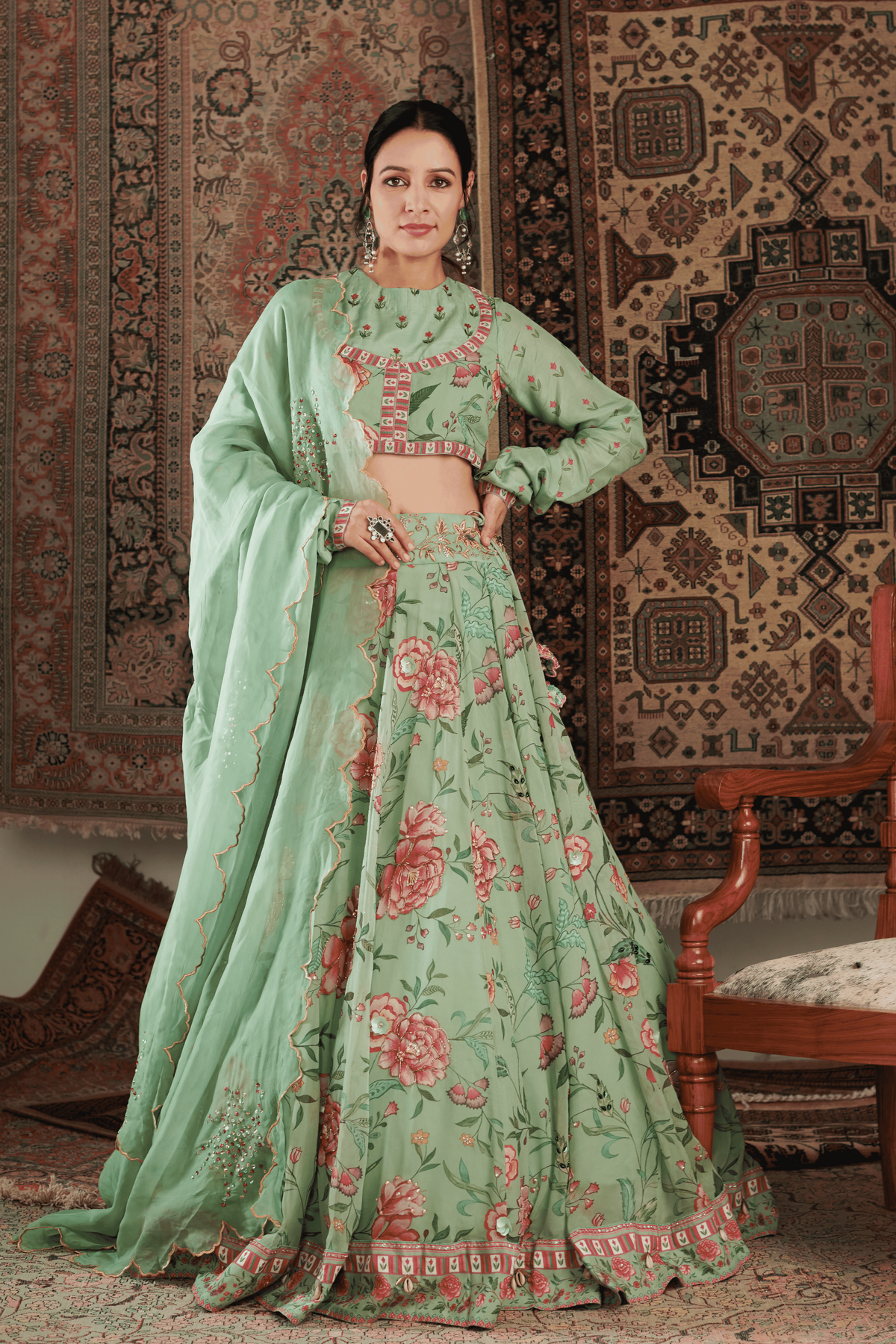 Zara Mint Green Lehanga Set