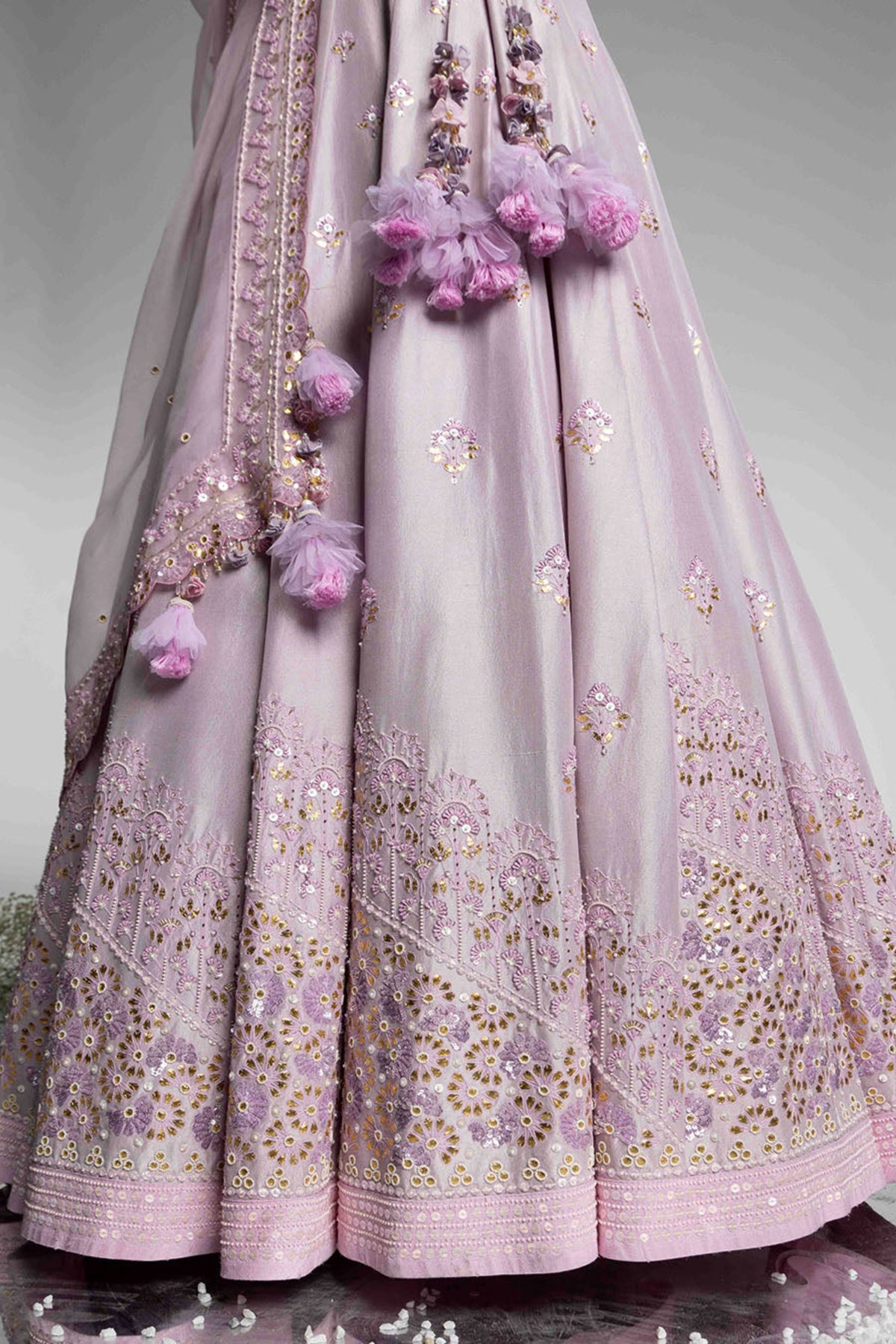 Lilac Dupion Silk Lehenga Set