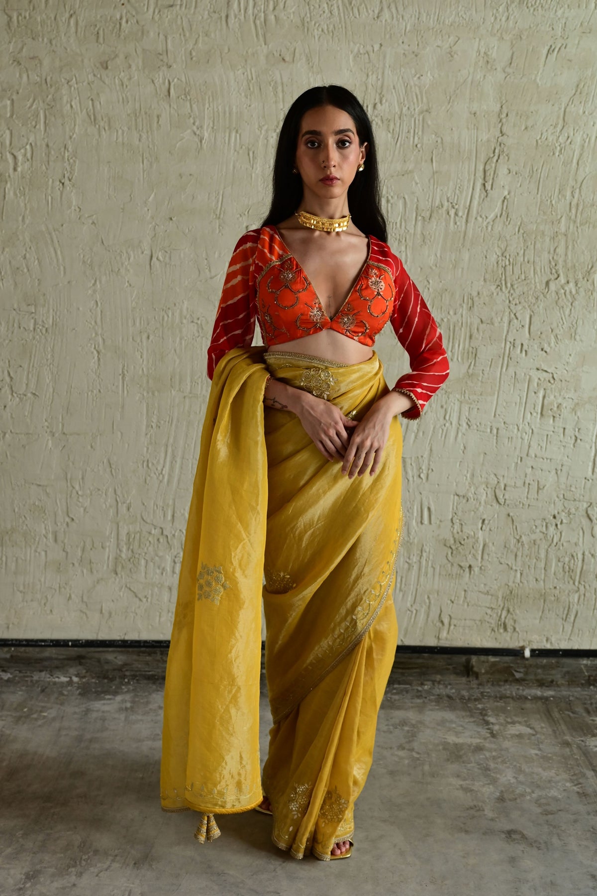Coral Orange Madhuri Choli