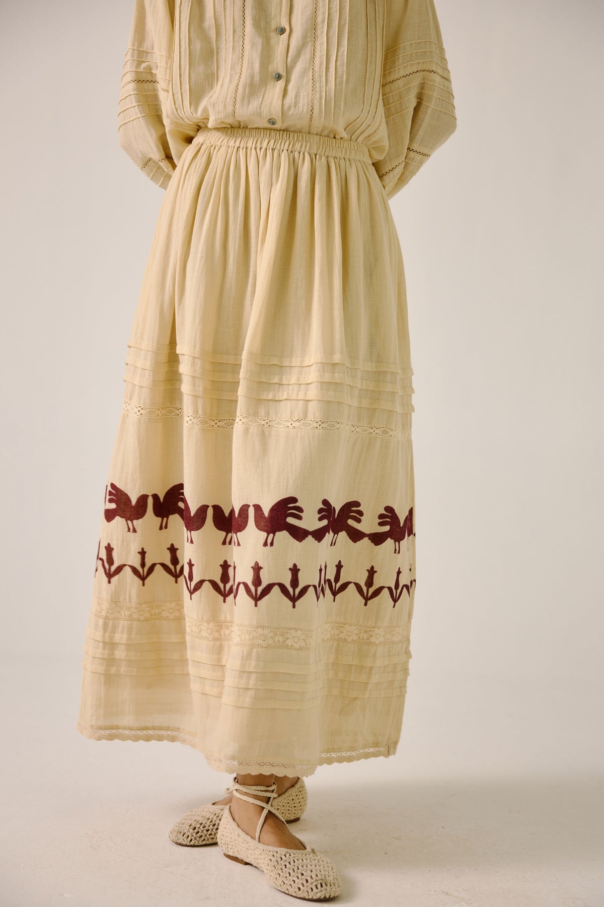Ivory Block Print Emily Skirt