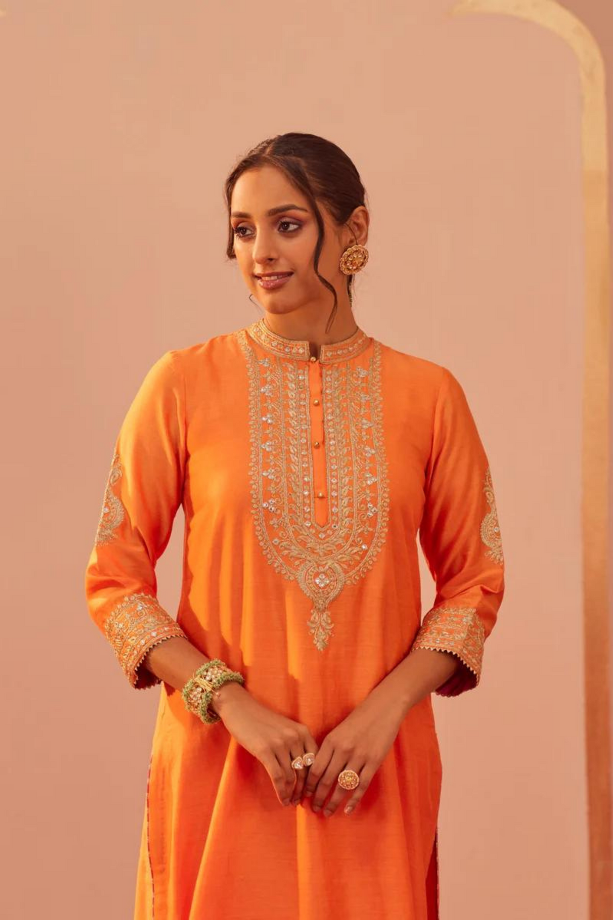 Zaniab Orange Long Kurta Set