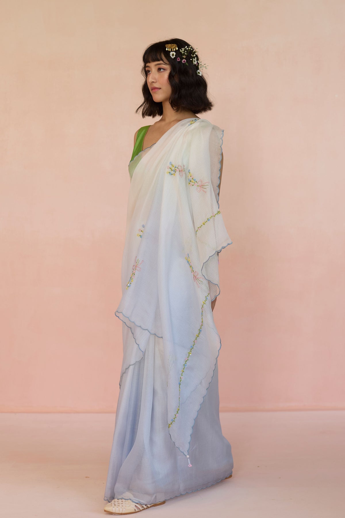Blue Ombre Silk Saree