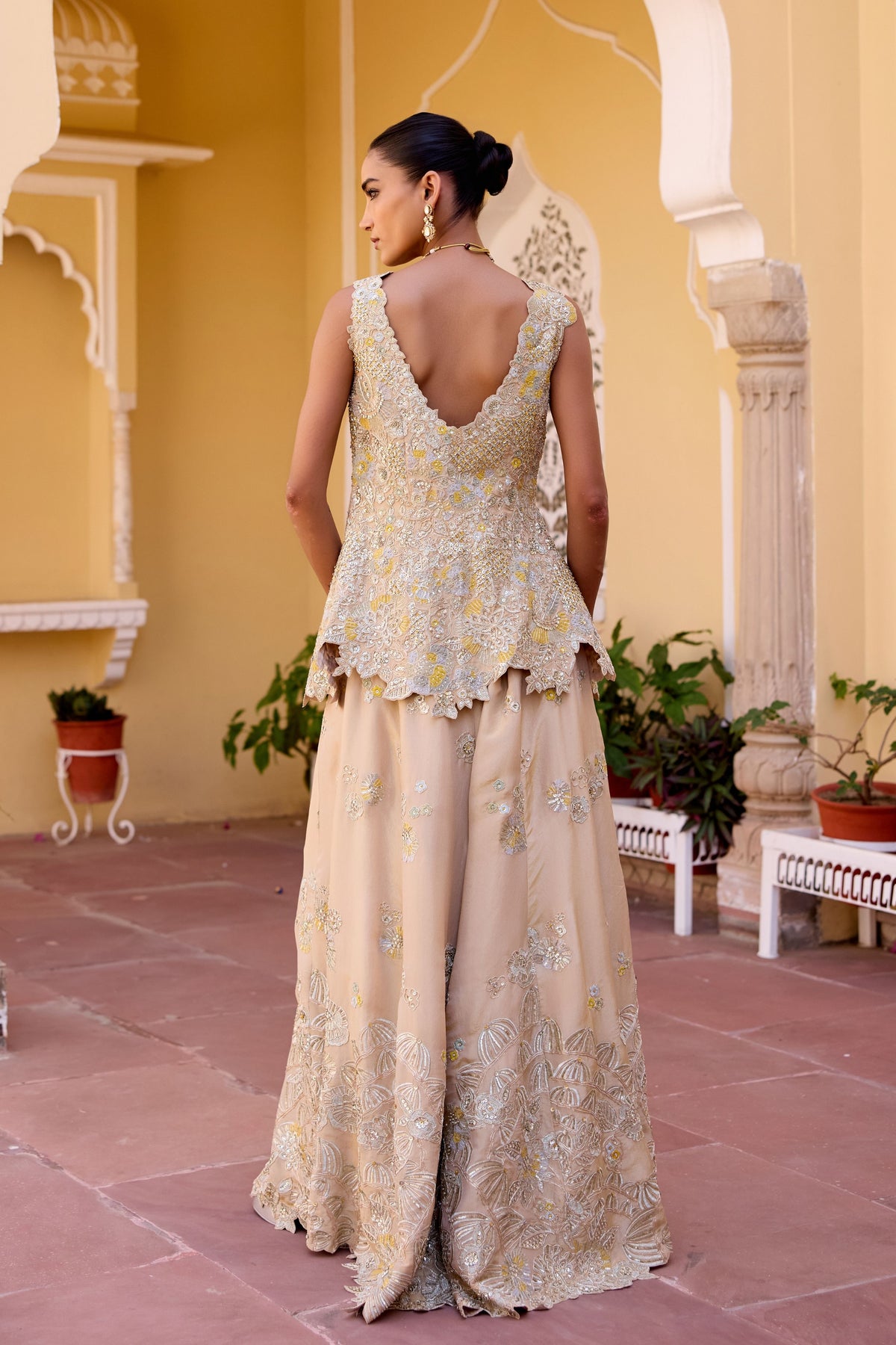 The Sharara Set in Frost Champagne