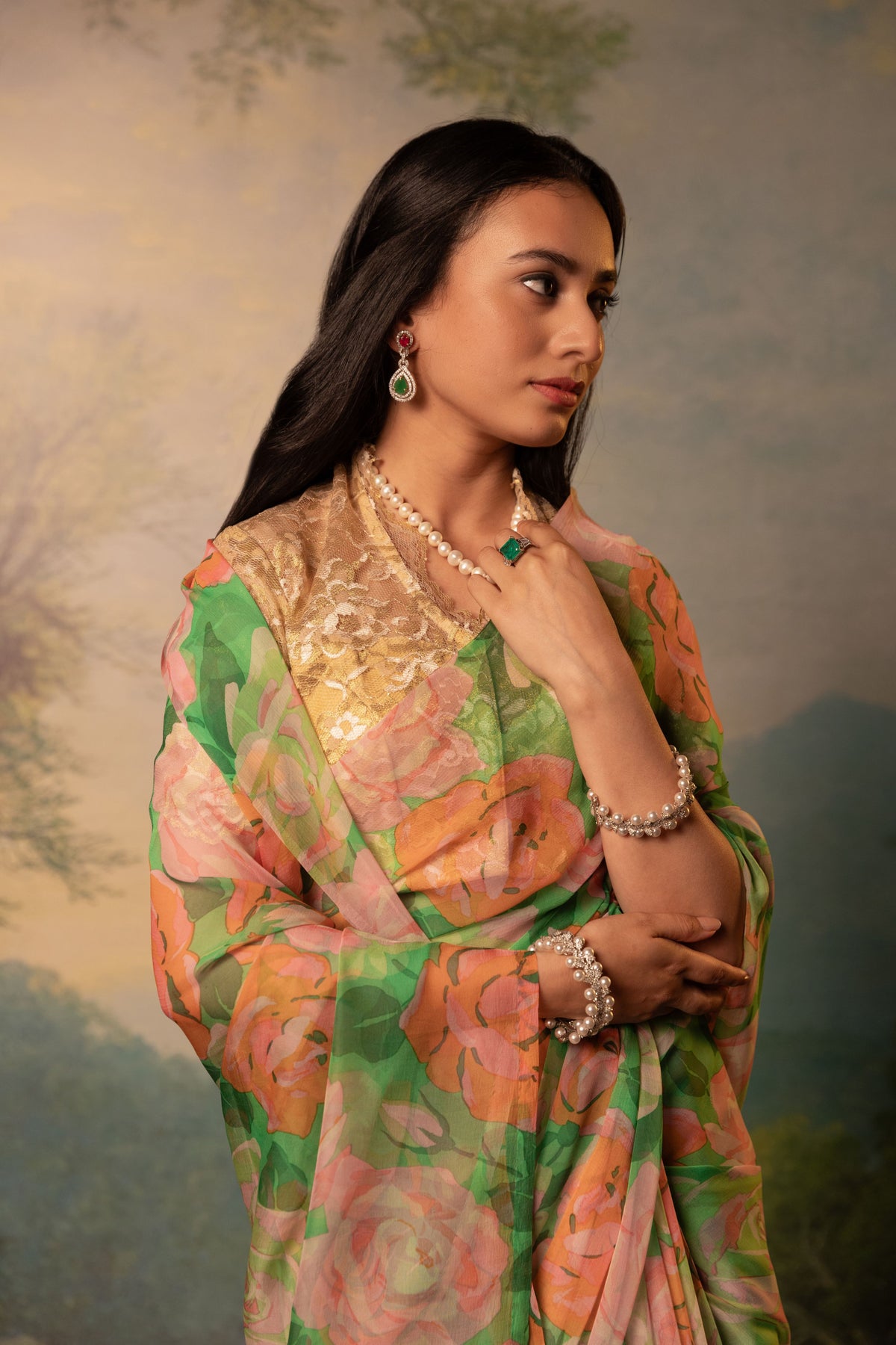 Urvashi Printed French Chiffon Saree