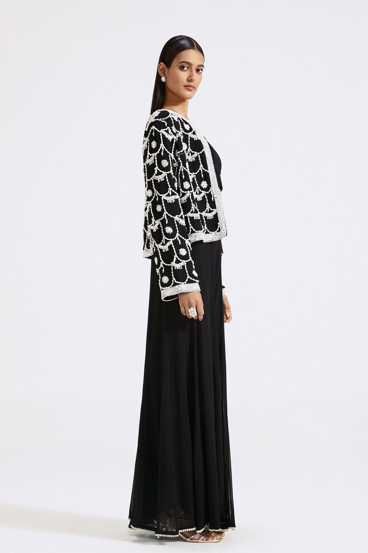 Black Jacket &amp; Sharara Set