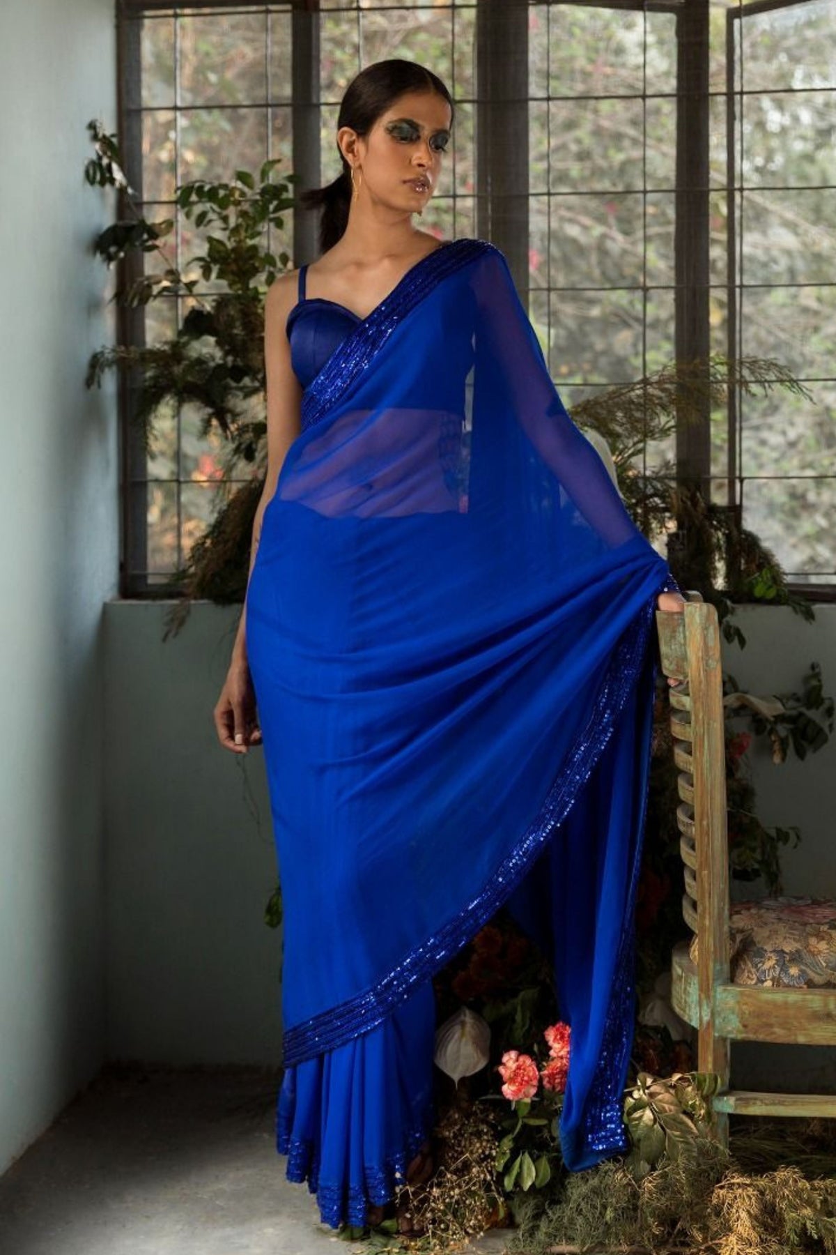 Cobalt Blue Anamika Saree Set