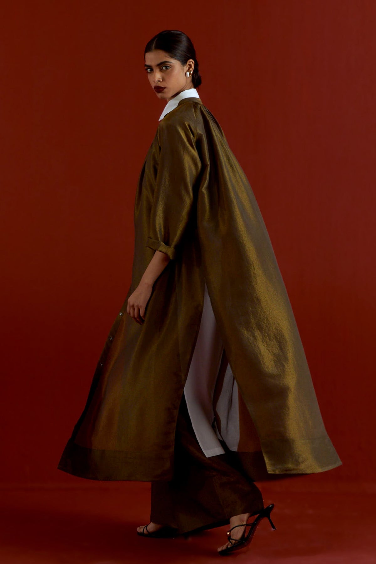 Gather Neck Shirt Set