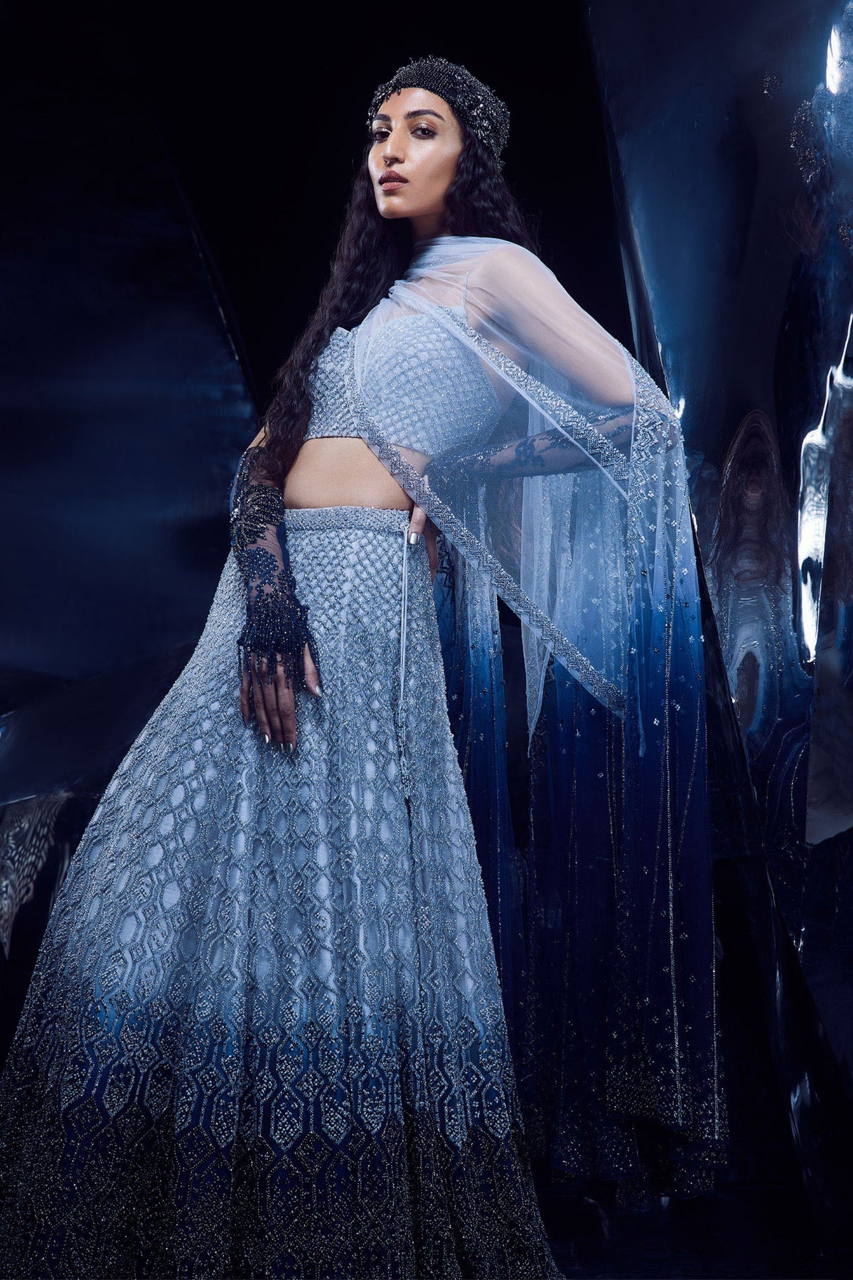 Elara Silver Stone Lehenga Set