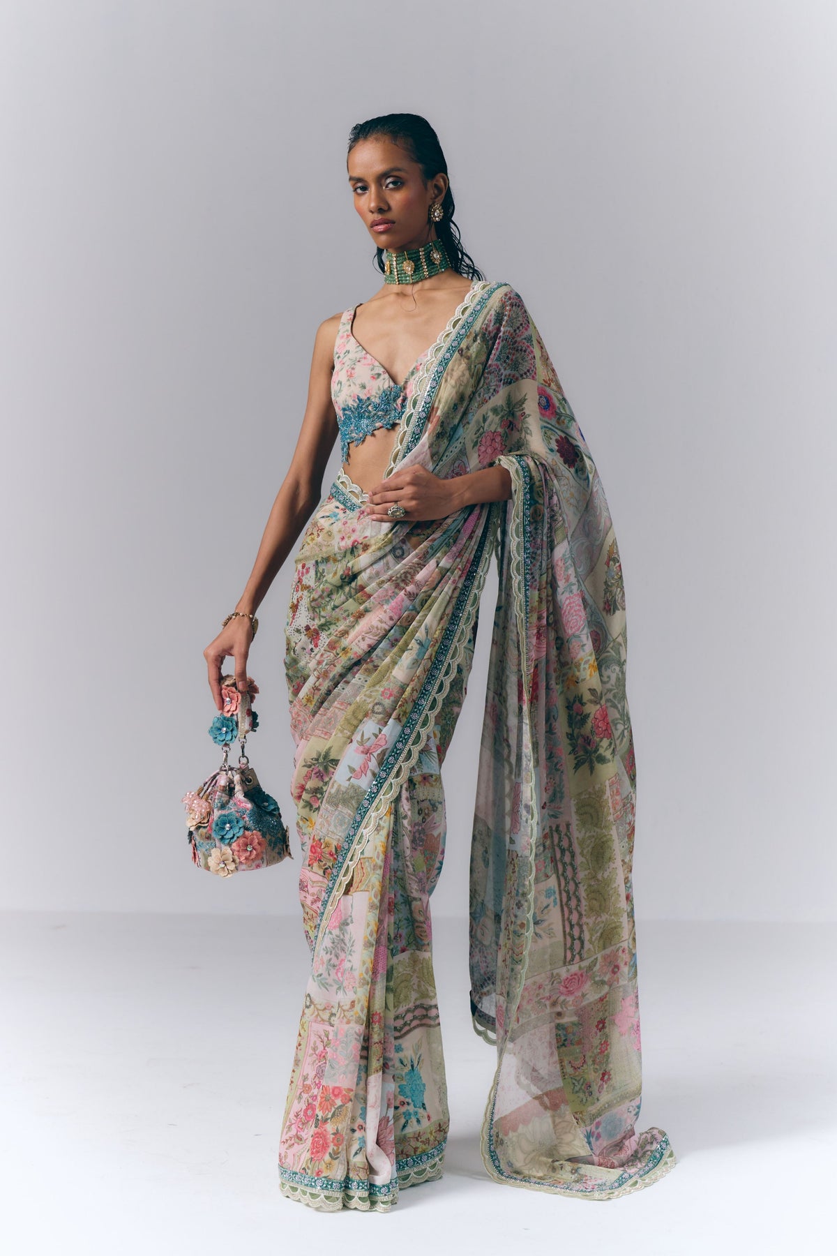 Botanical Mosaic Saree