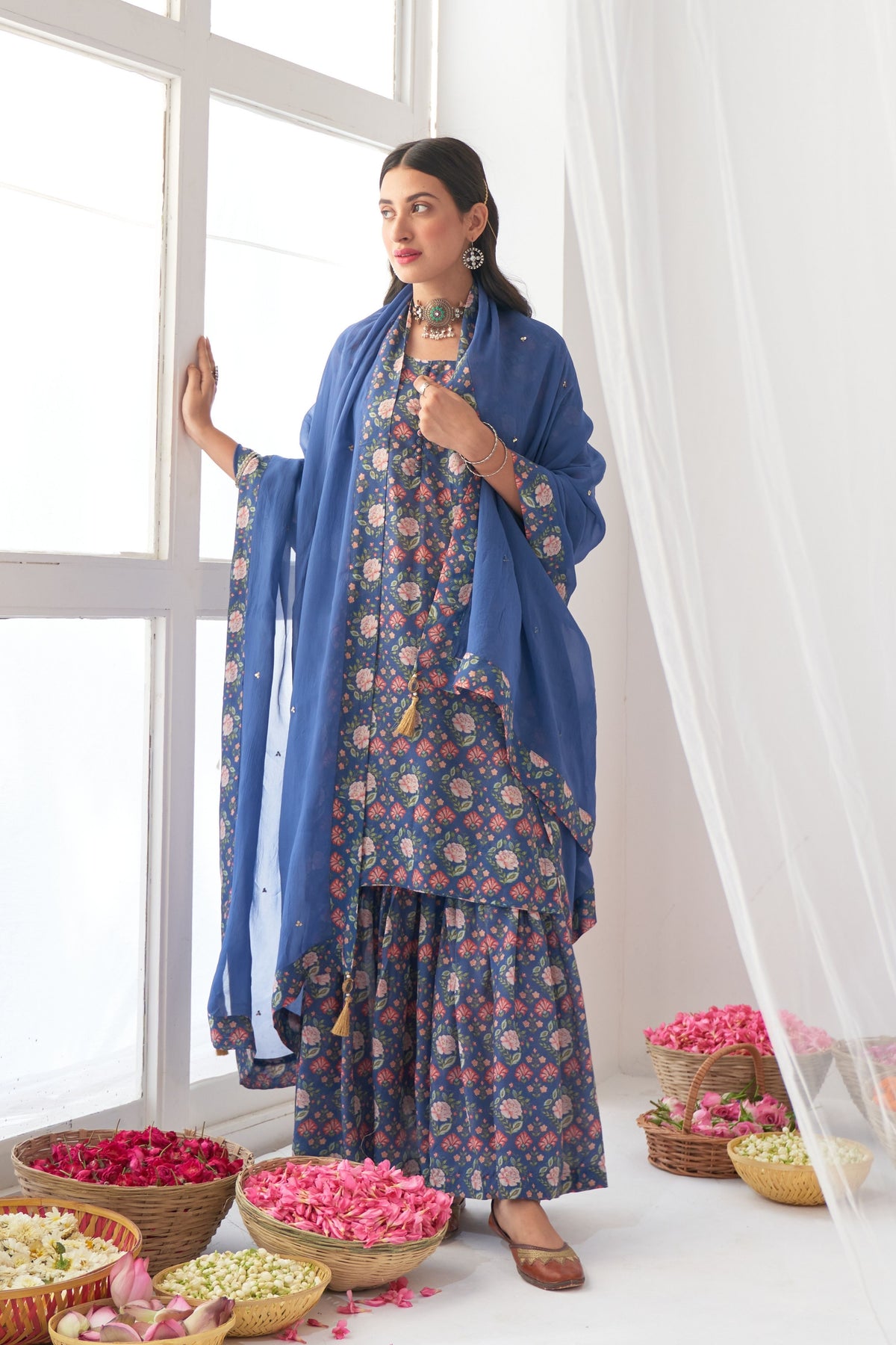 Blue Peony Sharara Set