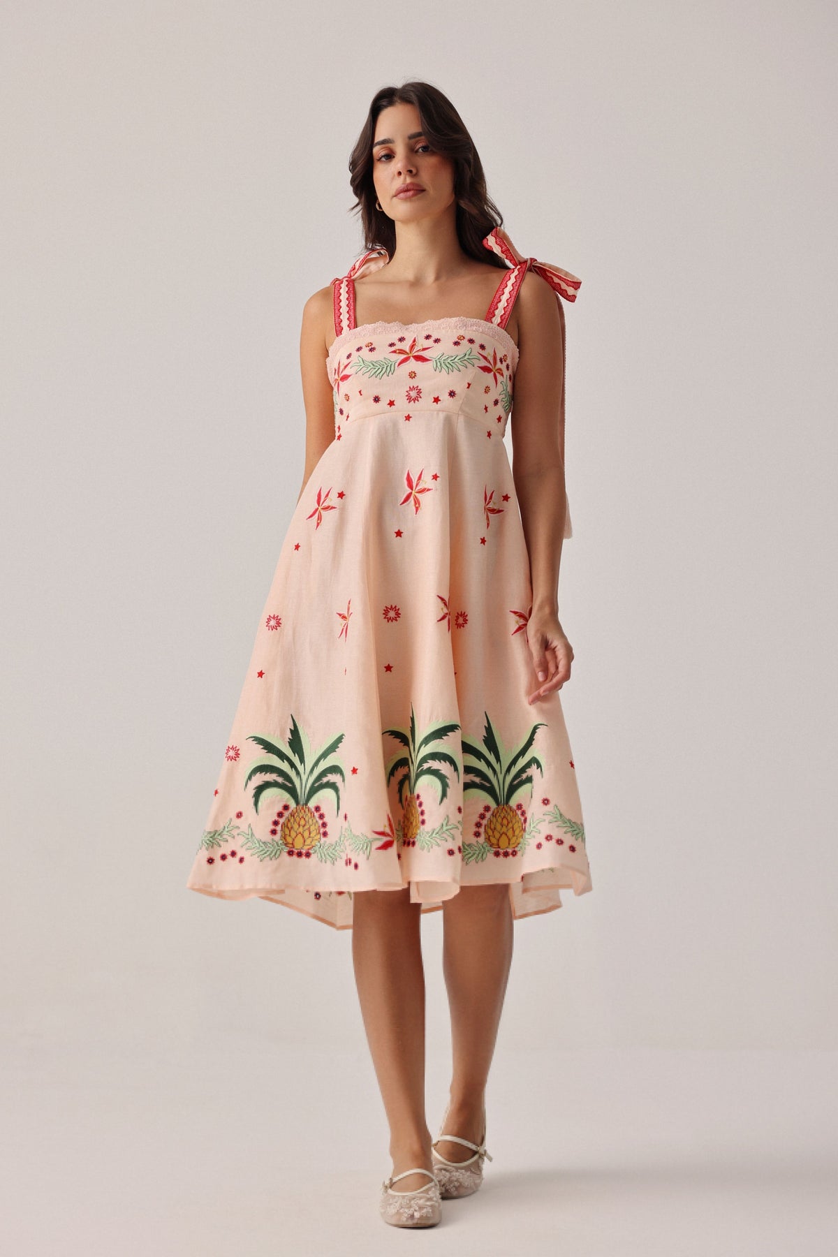 Peach Nora Midi Dress