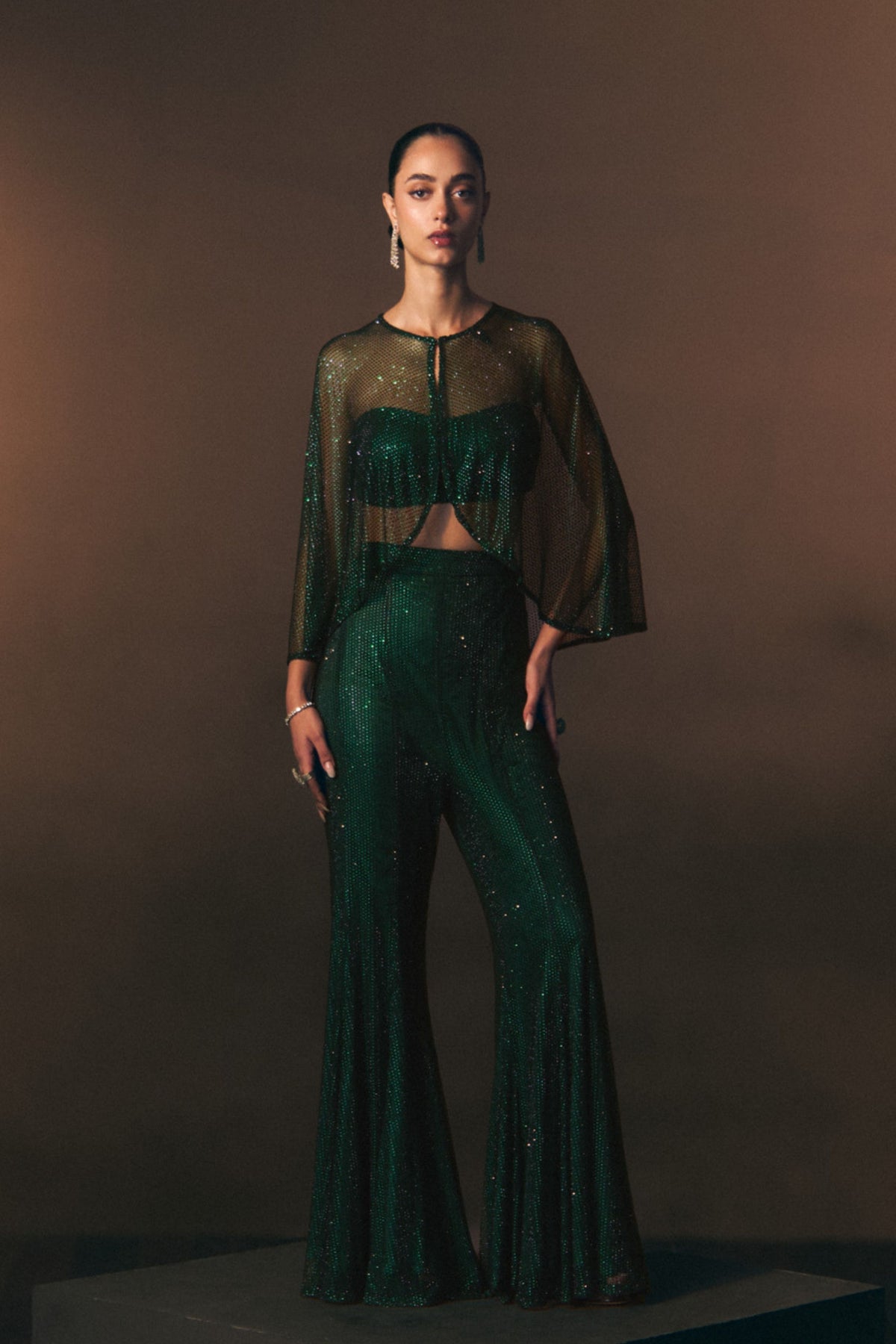 Verdant Flare Pants with Cape Set