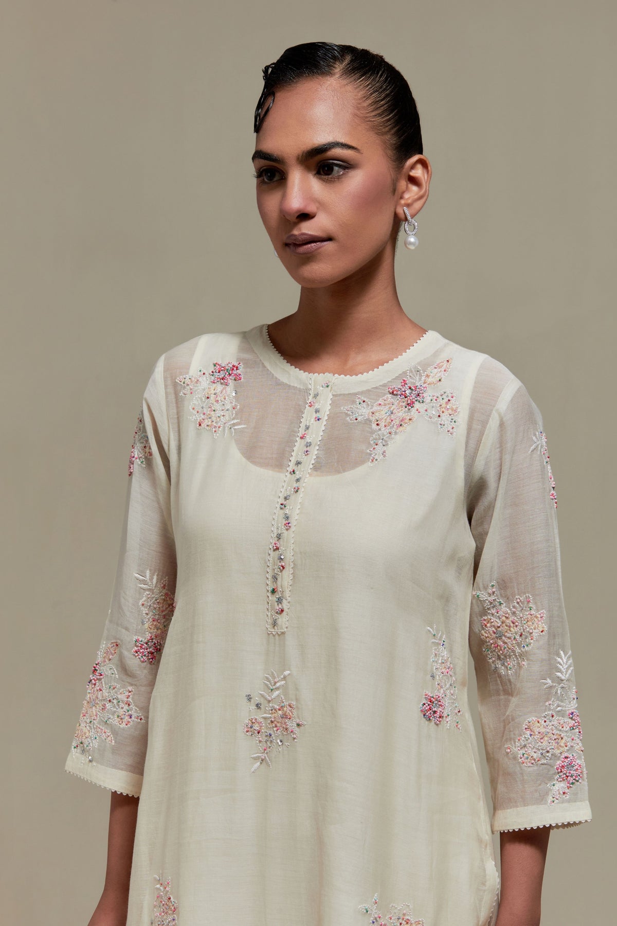 Pink Round Neck Kurta Set