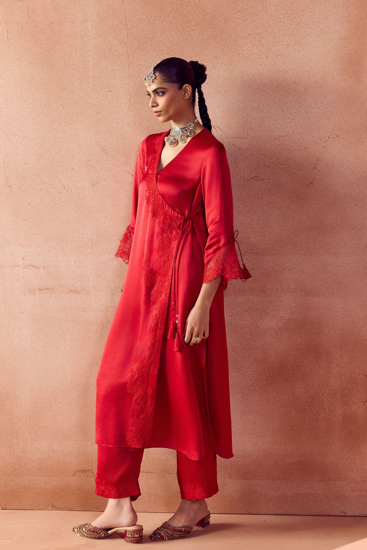 Red Dori Kurta Set