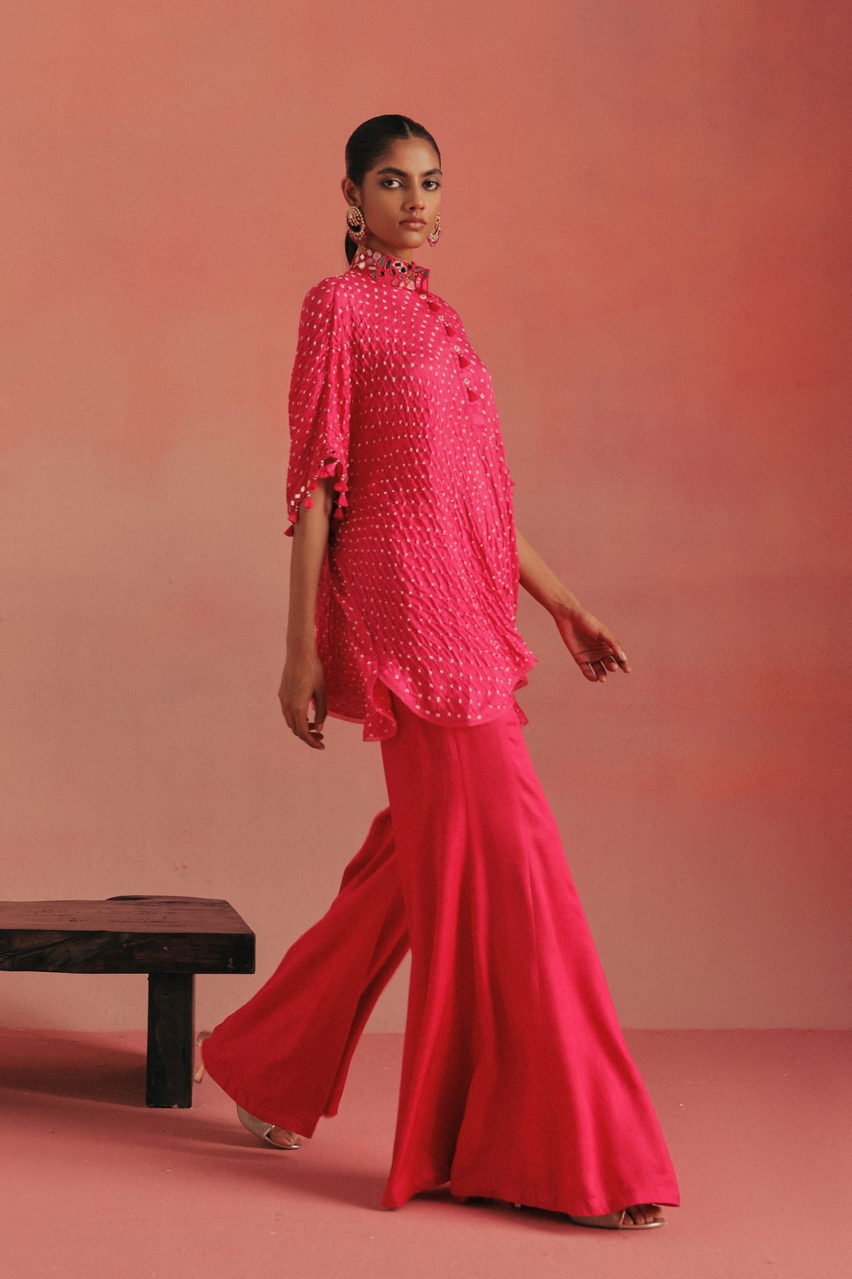 Rai Bandhani Tie Up Tunic Set
