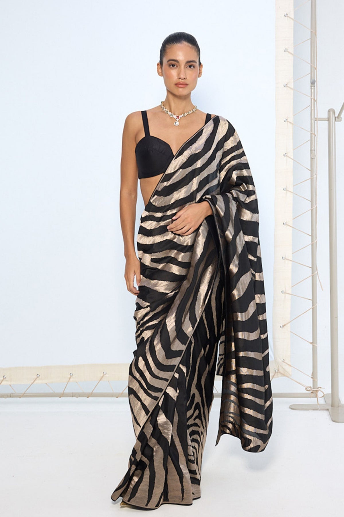 Handwoven Black and Silver Saree