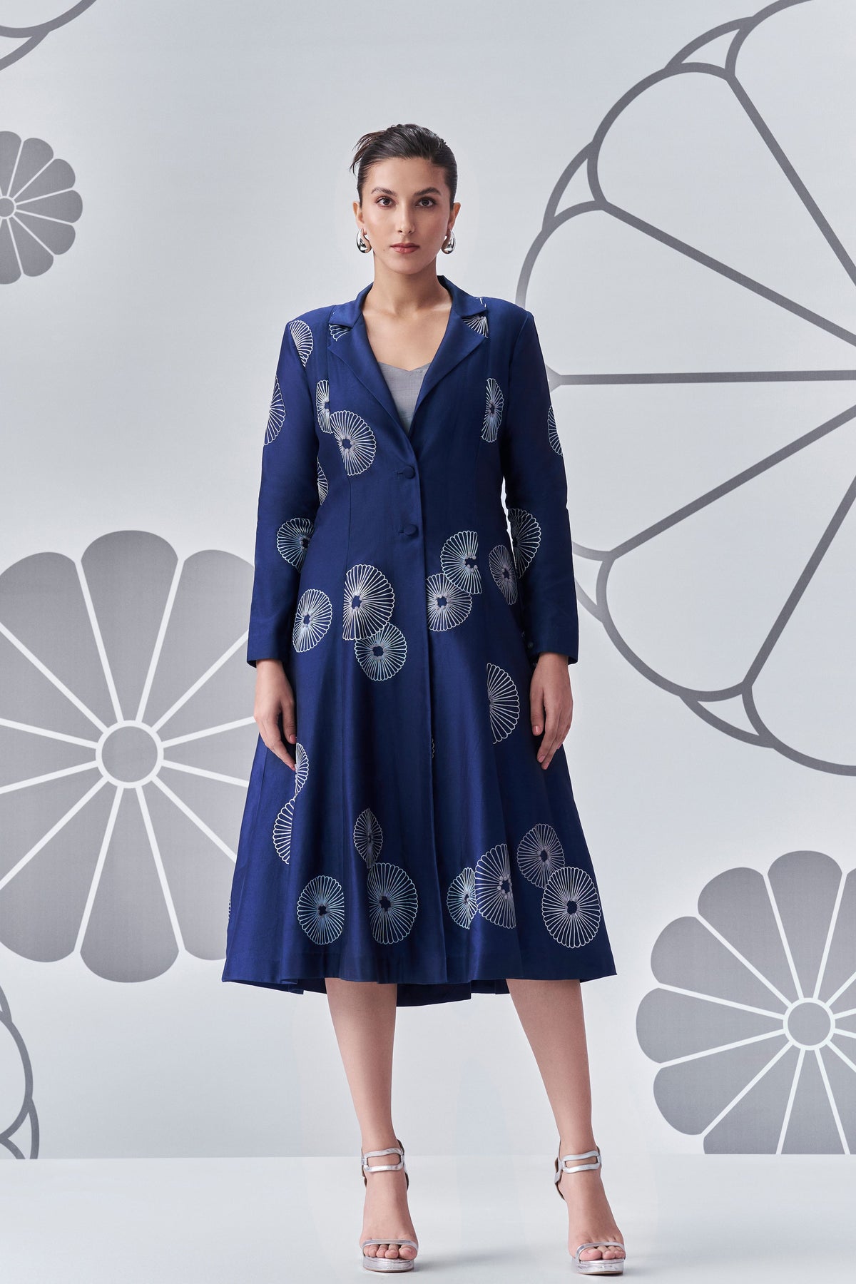 Indigo Grey Dress With Jacket