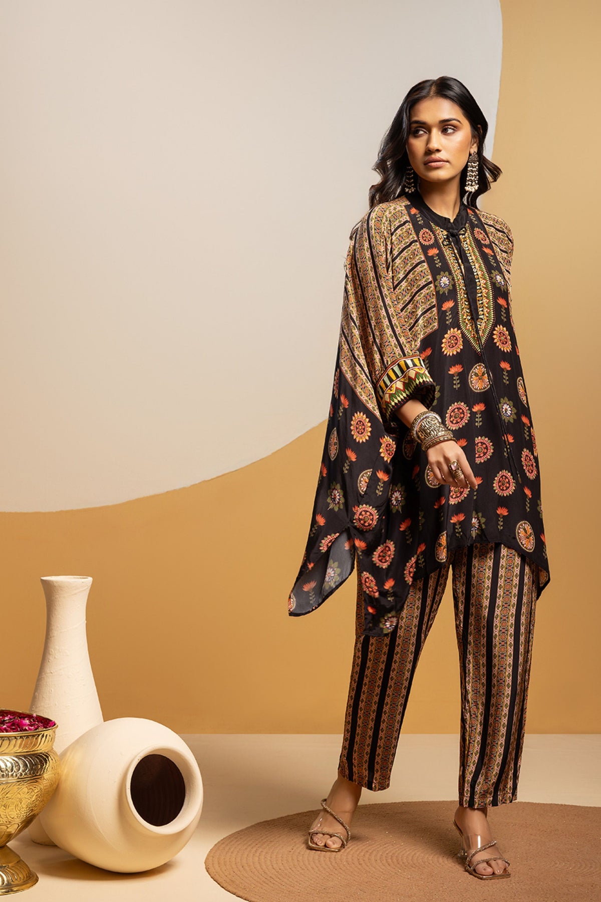 Balck Kimono Kurta Set