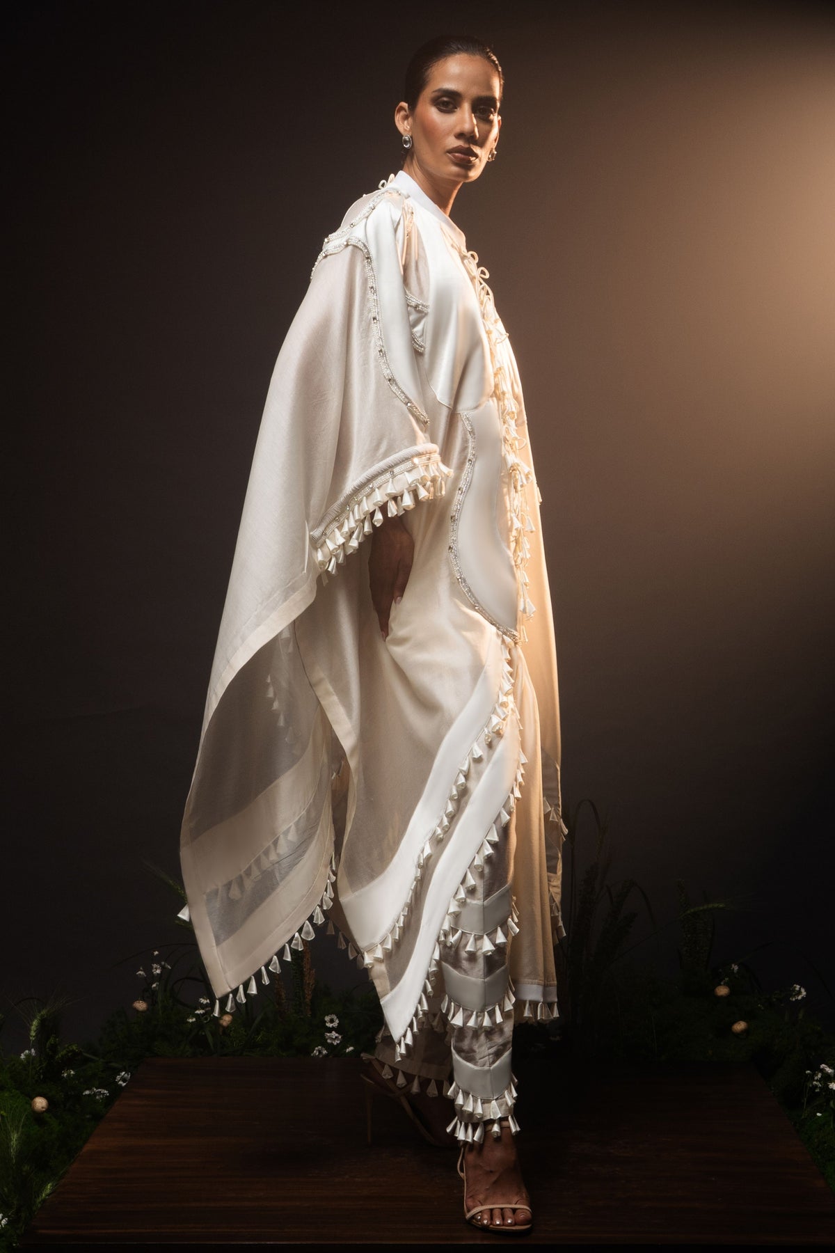 Sculptural Scallop Tassel Kaftan Set