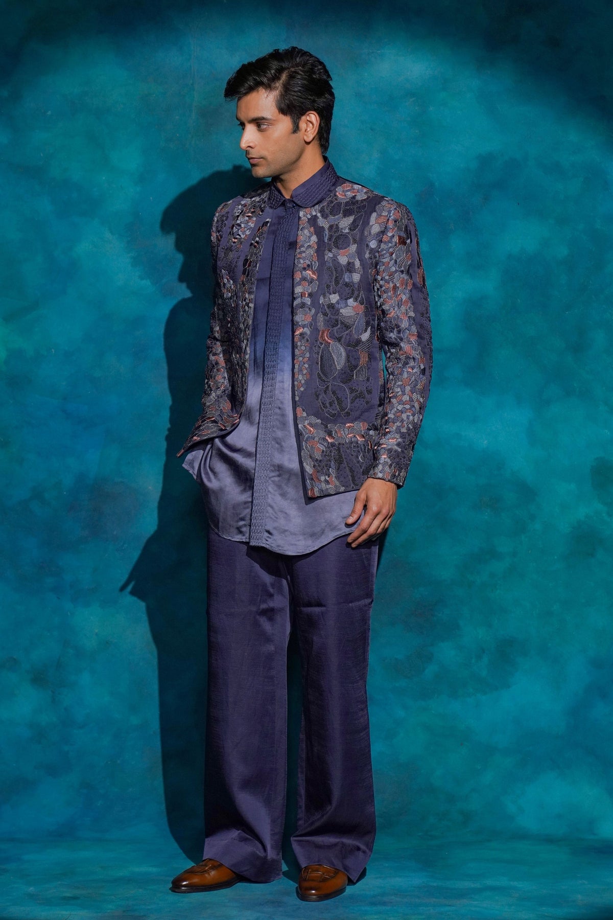 Oceanic Purple Short Jacket Set
