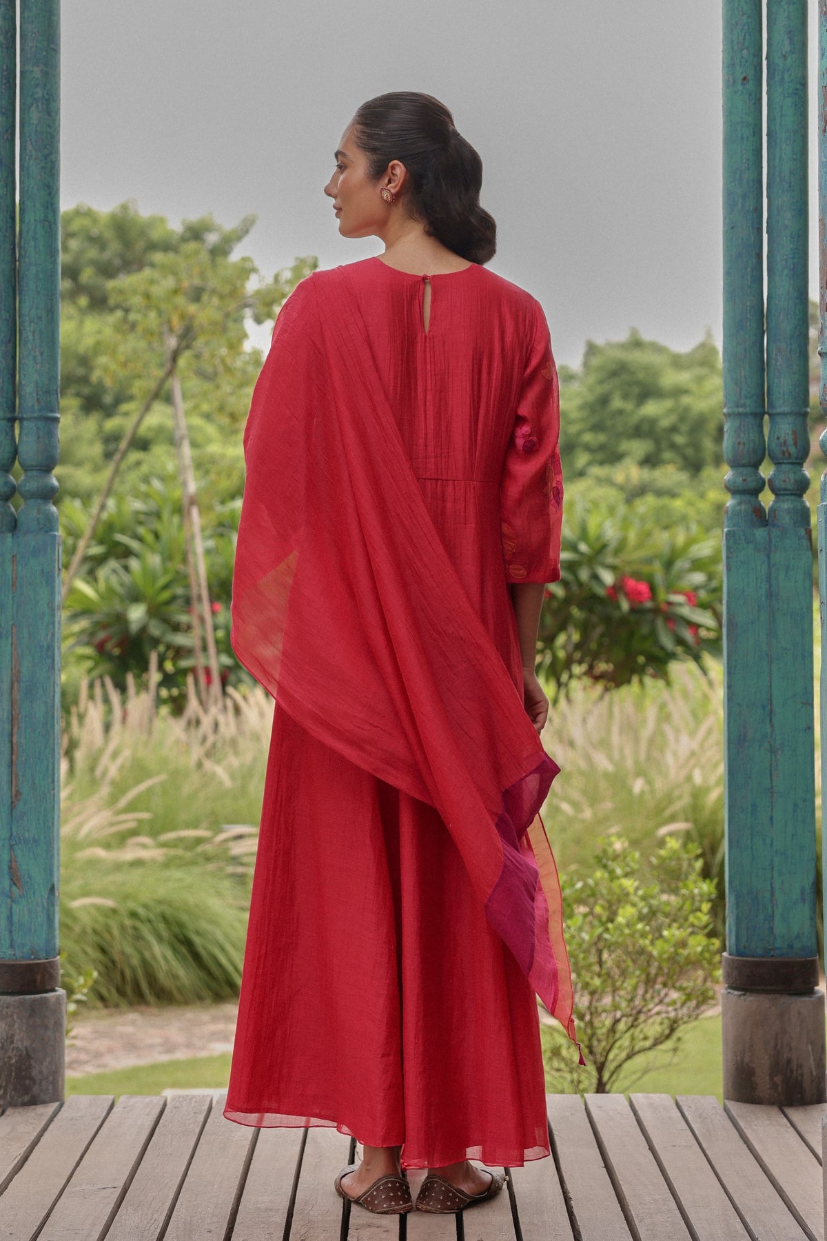 Berry Floral Anarkali Set