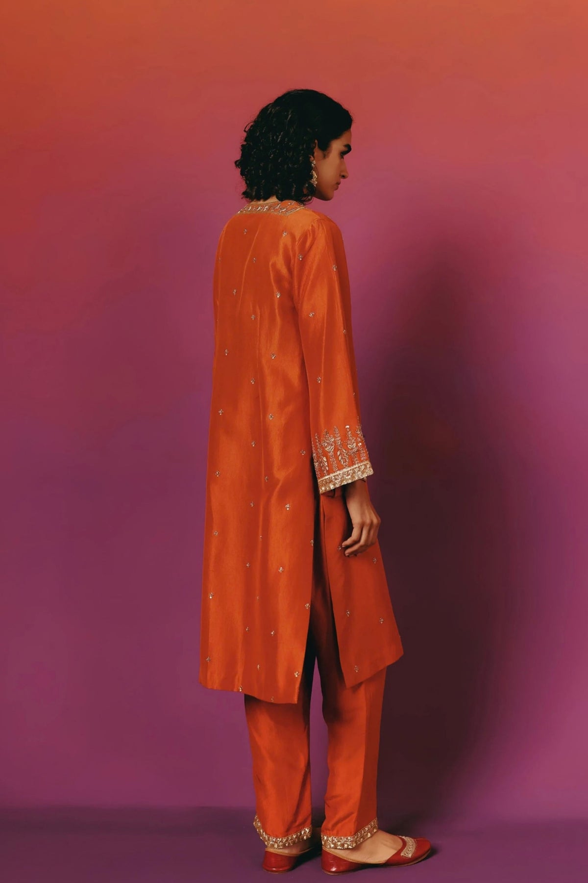 Rust Dabka Kurta Set
