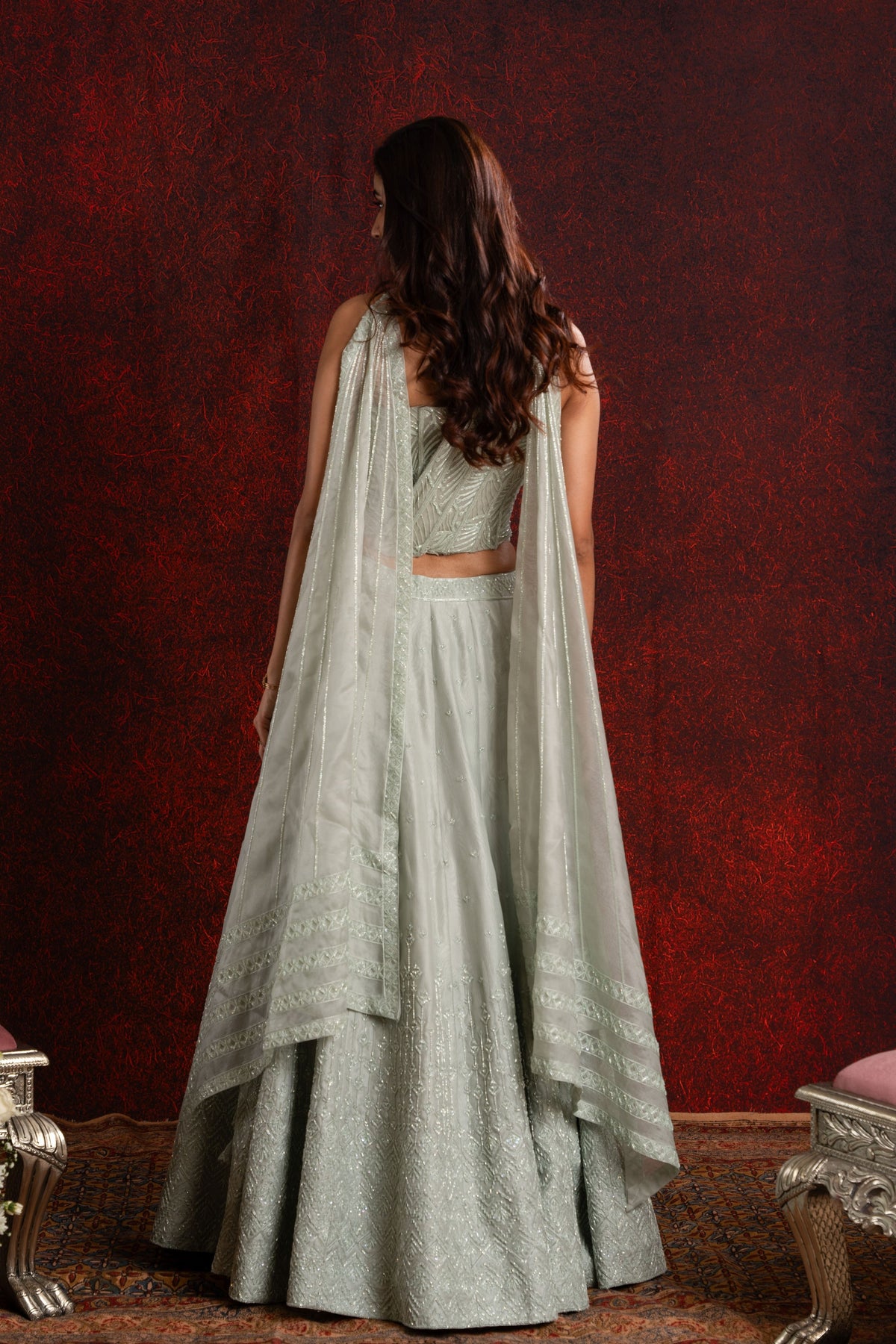 Embroidery Teal Lehenga Set