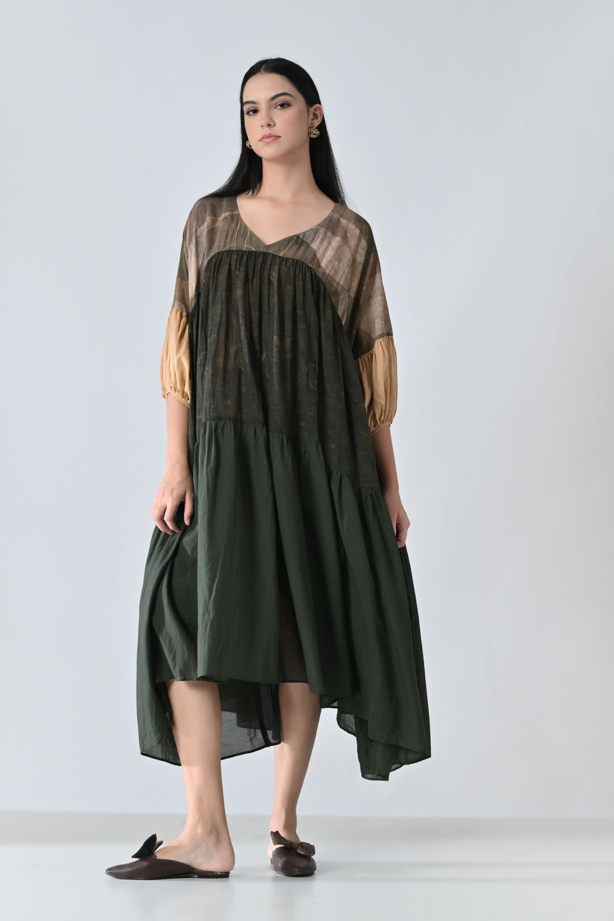 Olive Green High Low Dress